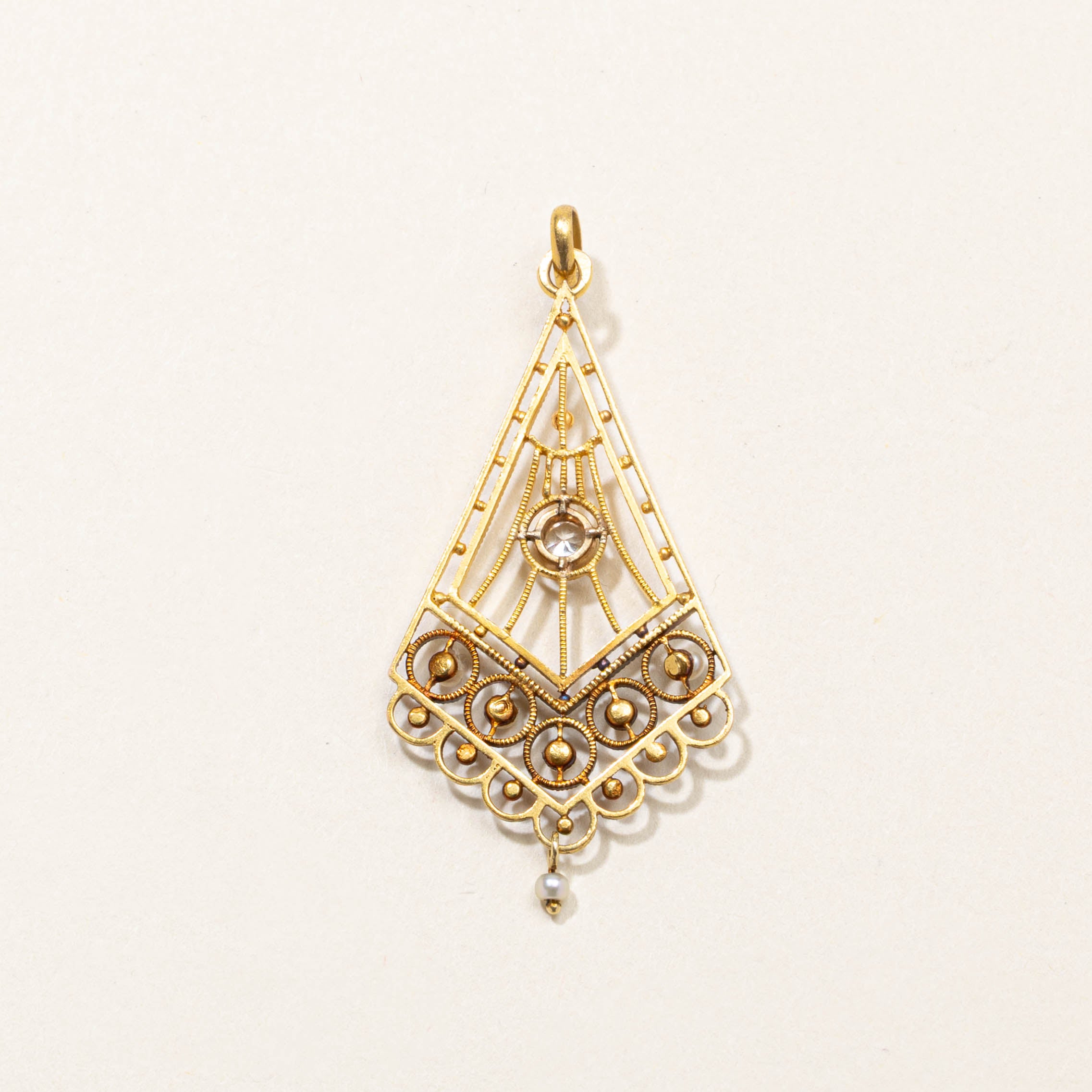 Dutch Pearl & Diamond Filigree Pendant | 0.15ctw