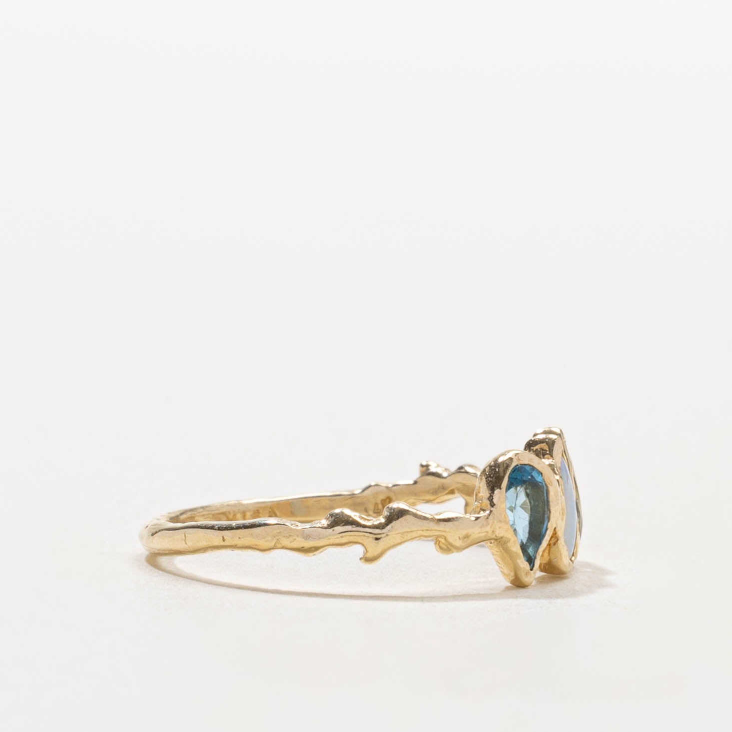 14k Pear Cut Aquamarine, Opal, and Blue Topaz Ring | 0.45ctw | SZ 6.5