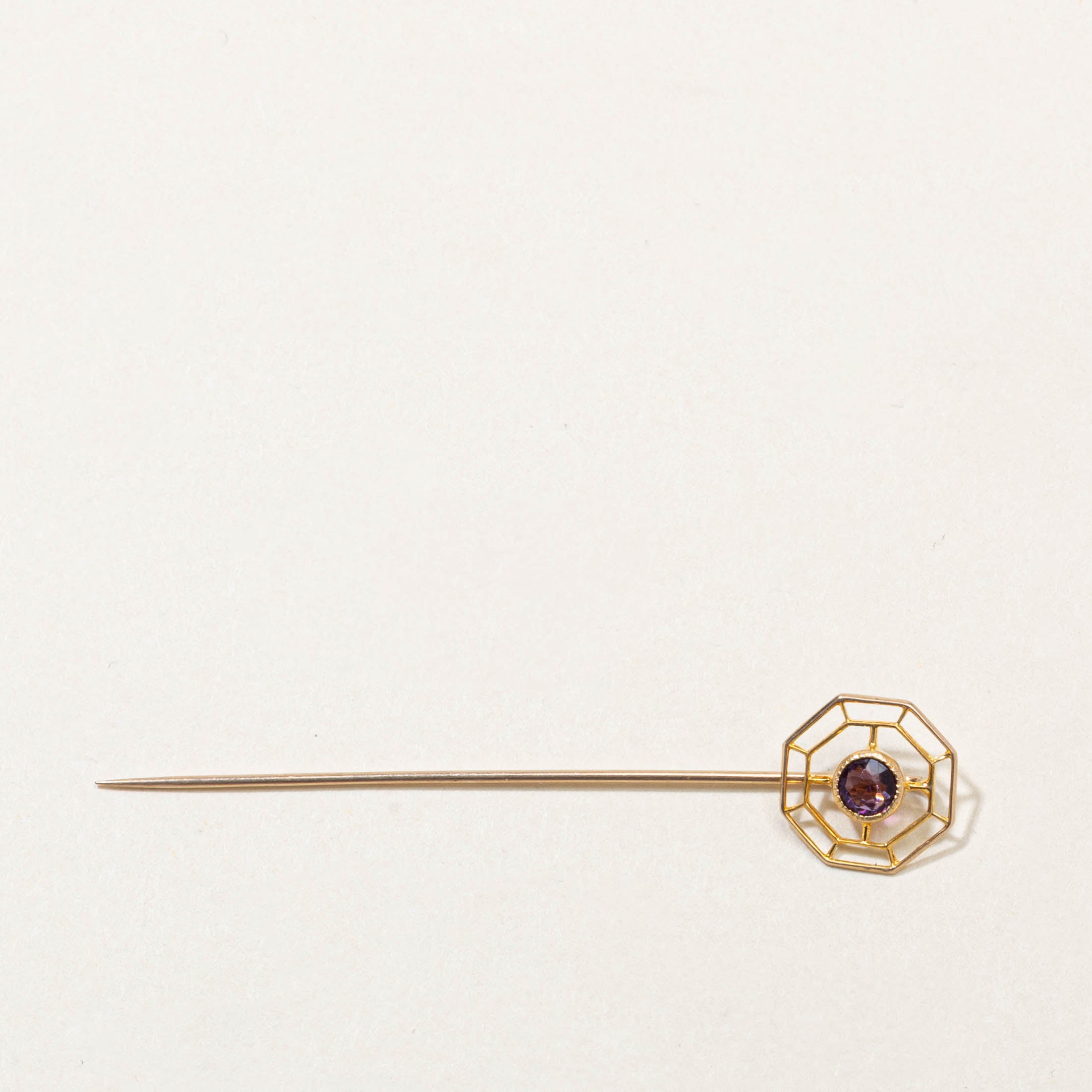 10k Purple Glass Stick Pin | 0.20ct