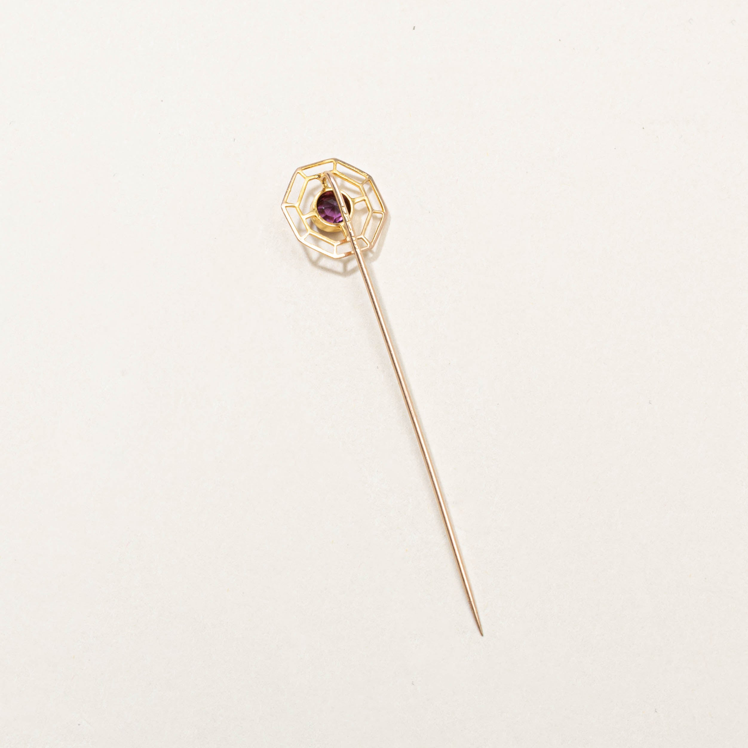 10k Purple Glass Stick Pin | 0.20ct