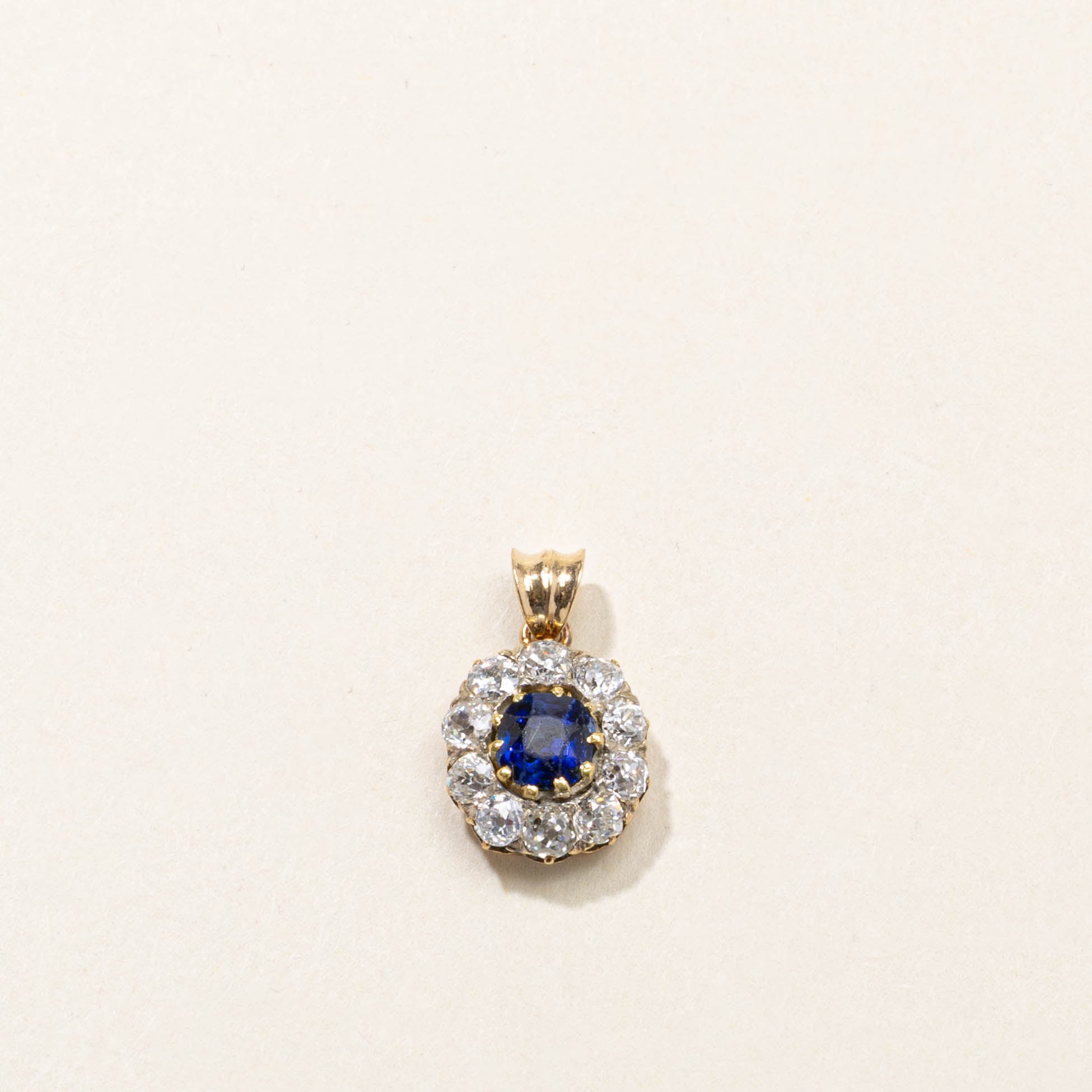 14k Sapphire & Diamond Halo Pendant | 0.60ct, 1.10ctw