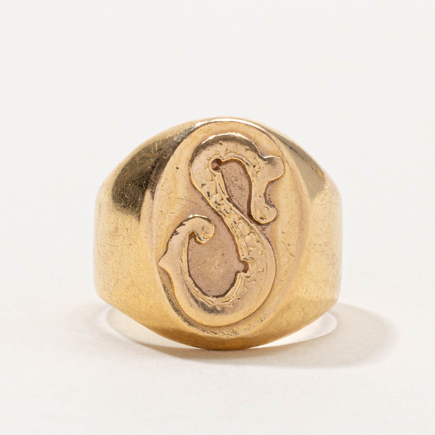 French 18k "S" Initial Signet Ring | SZ 4
