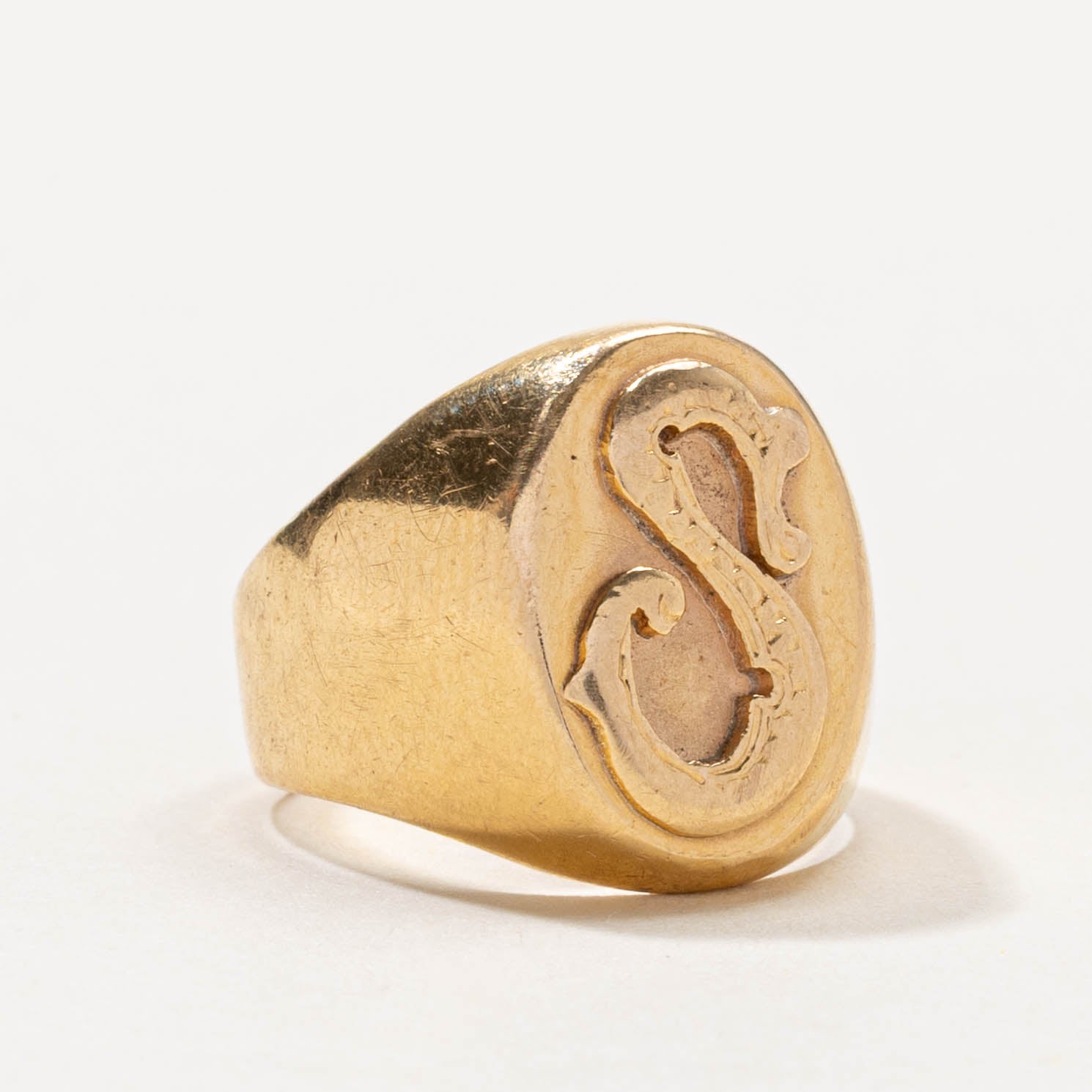 French 18k "S" Initial Signet Ring | SZ 4
