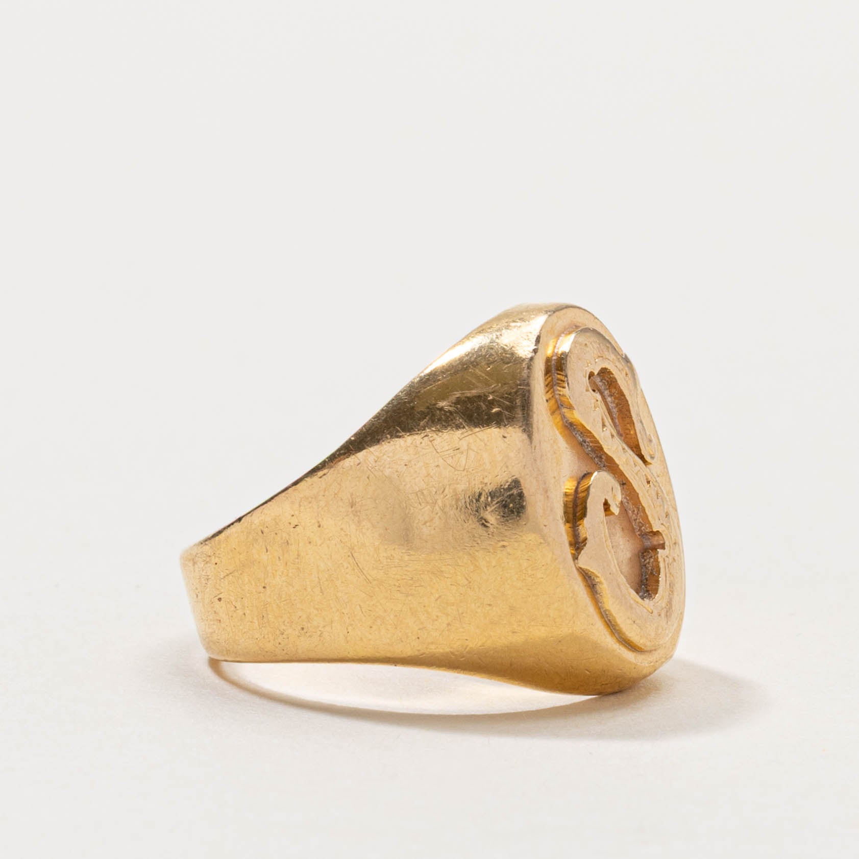 French 18k "S" Initial Signet Ring | SZ 4