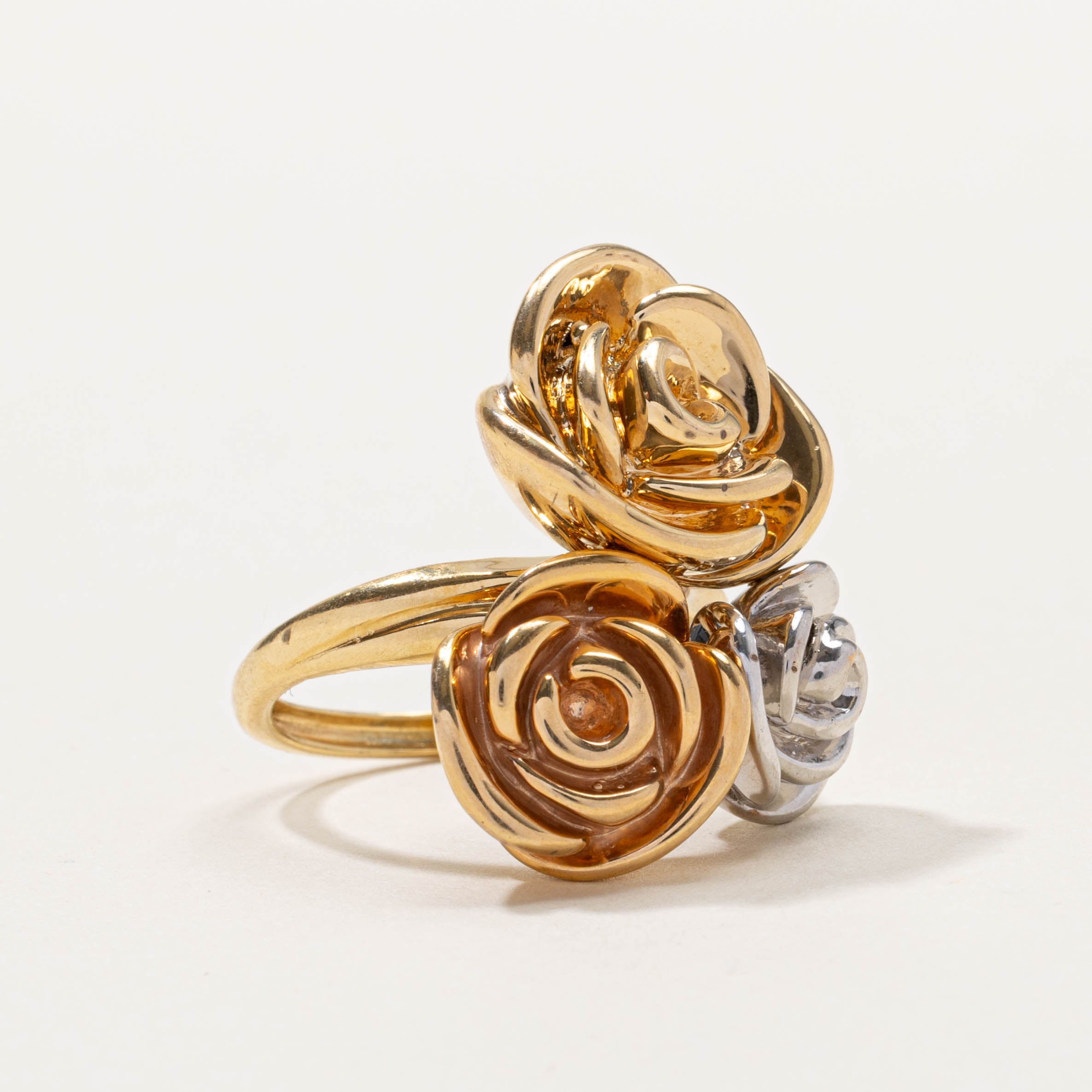 Italian 18k Tricolor Rose Ring | SZ 8