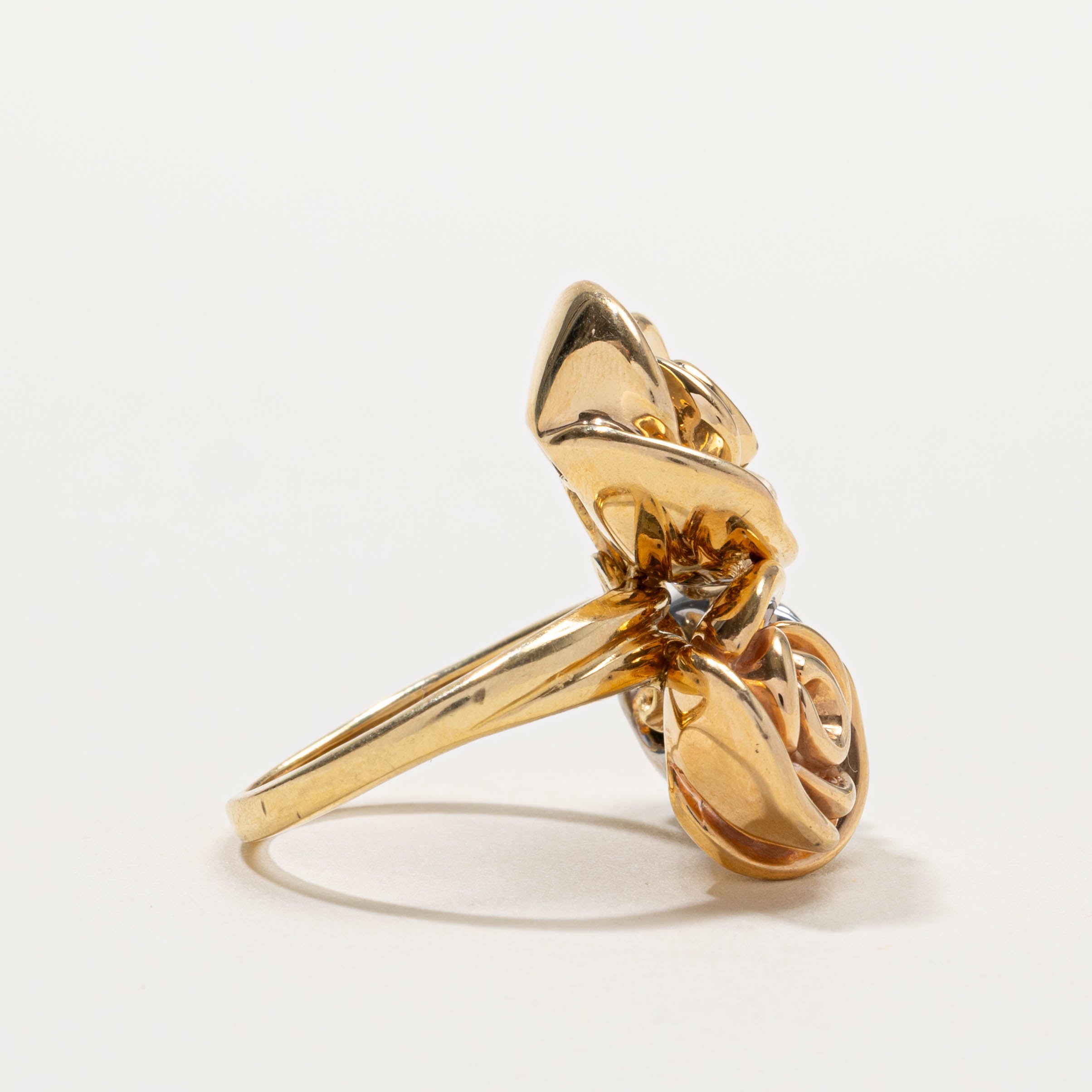 Italian 18k Tricolor Rose Ring | SZ 8