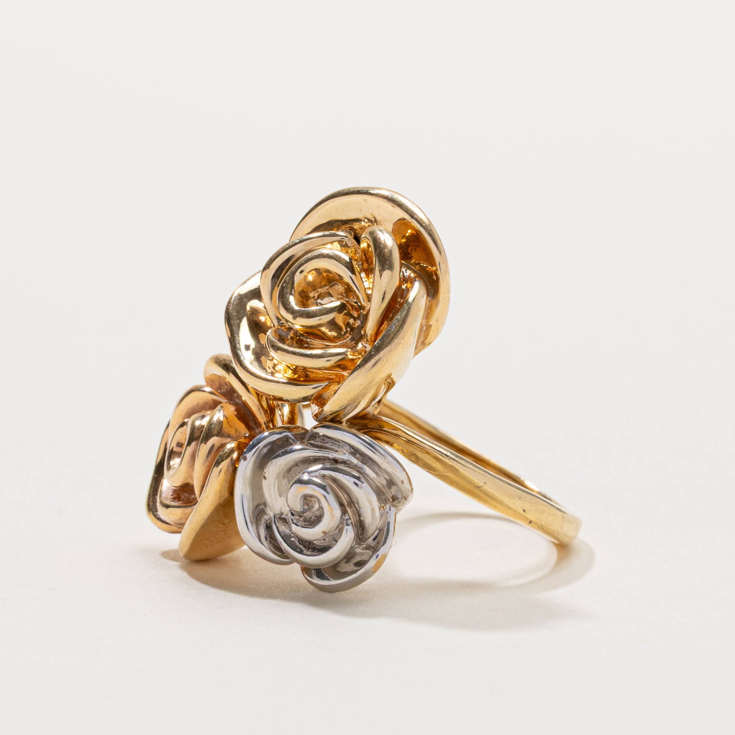 Italian 18k Tricolor Rose Ring | SZ 8