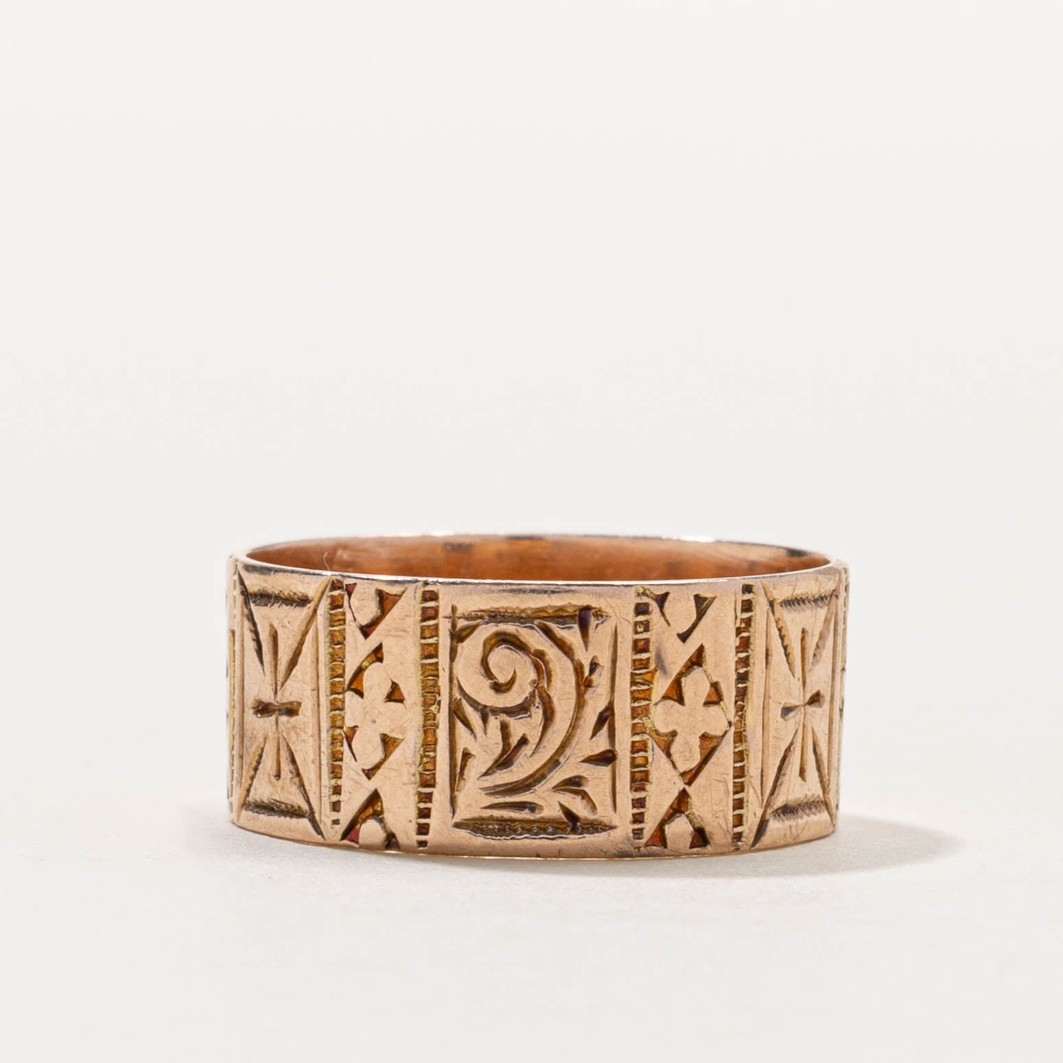 1899 Birmingham 9k Rose Gold Engraved Cigar Band | 7.90mm | SZ 6.5