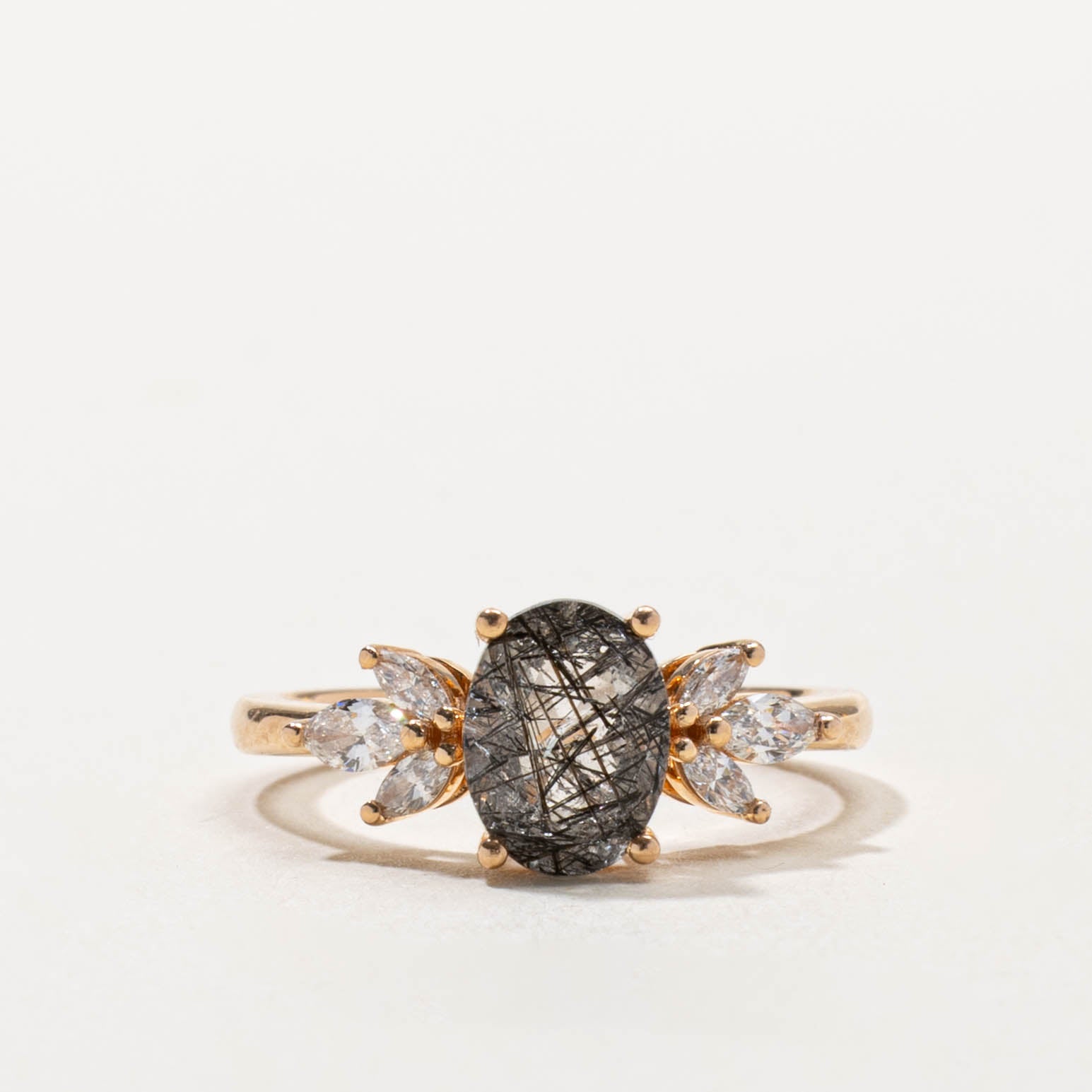 18k Quartz & Diamond Marquise Petal Ring | 1.05ct, 0.26ctw | SZ 5