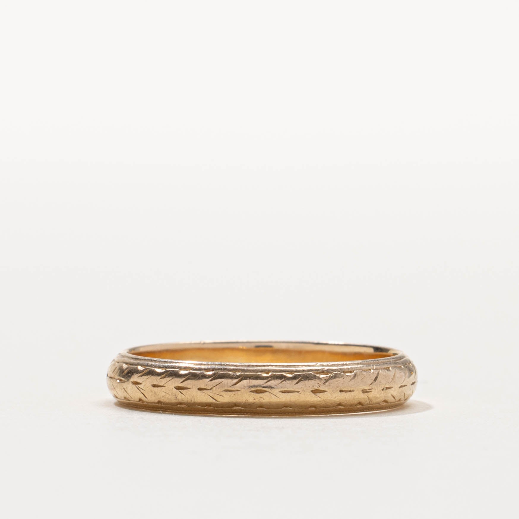 14k Yellow Gold Textured Band | 3.65mm | SZ 8.75