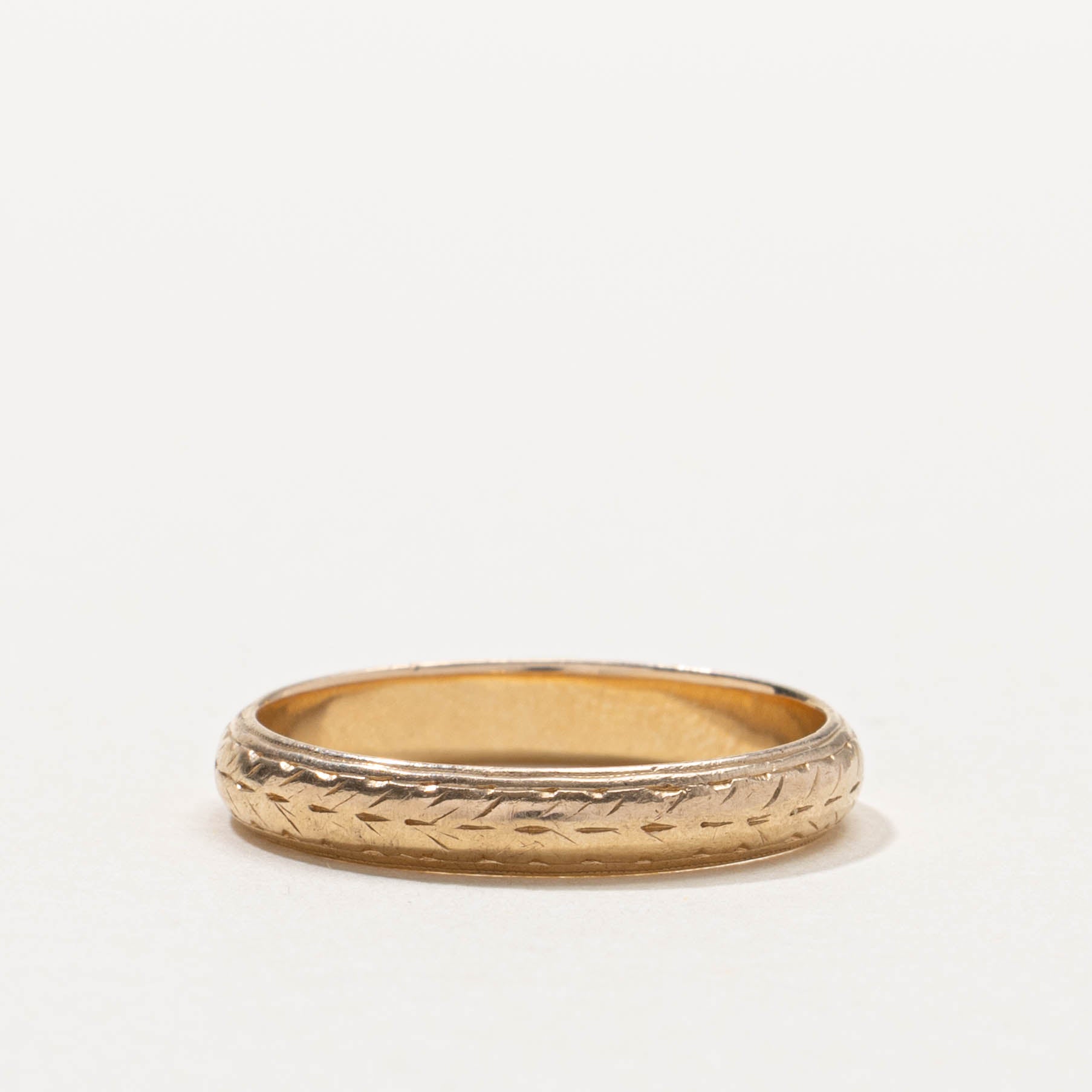 14k Yellow Gold Textured Band | 3.65mm | SZ 8.75