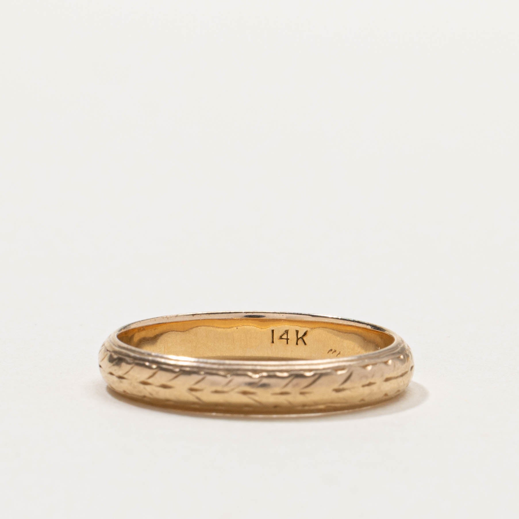 14k Yellow Gold Textured Band | 3.65mm | SZ 8.75