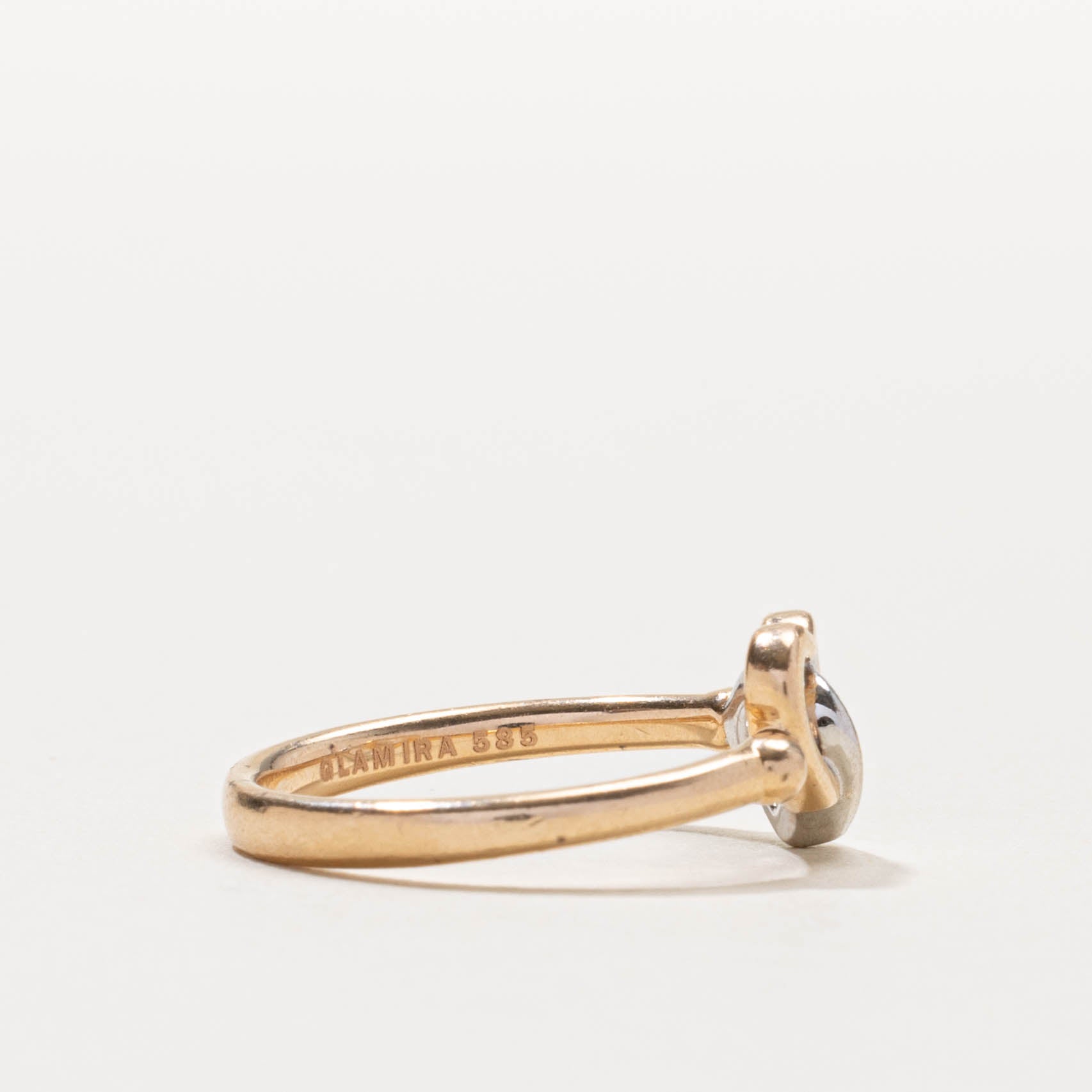 14k Two Tone Interlocking Hearts Ring | SZ 6.5