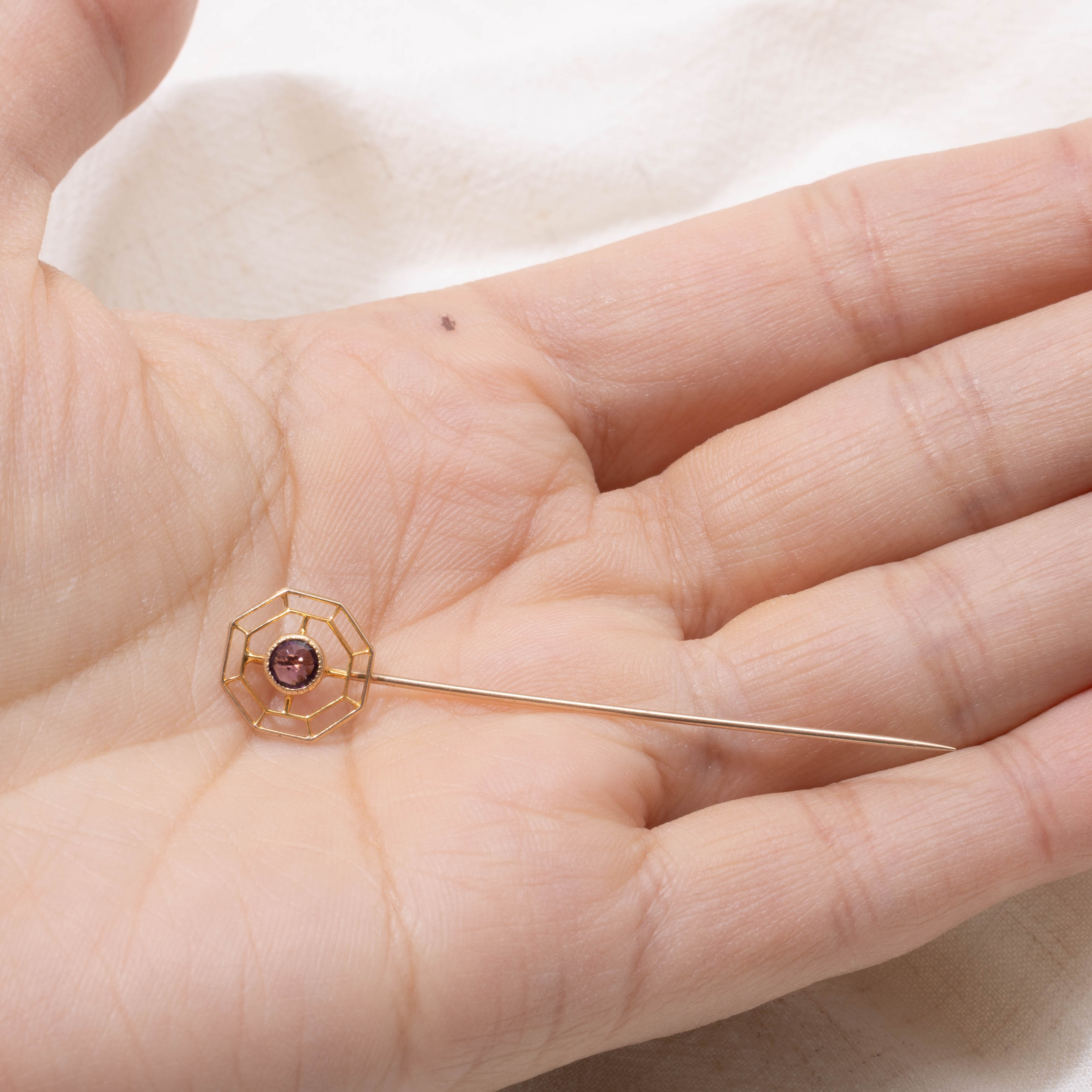 10k Purple Glass Stick Pin | 0.20ct