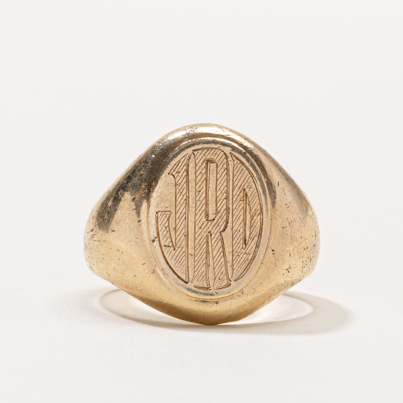‘Birks’ 10k "JRD" Initial Engraved Signet Ring | SZ 7