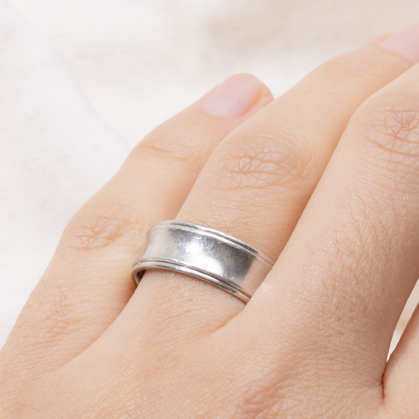 Platinum Grooved Wide Band | 7.20mm | SZ 8