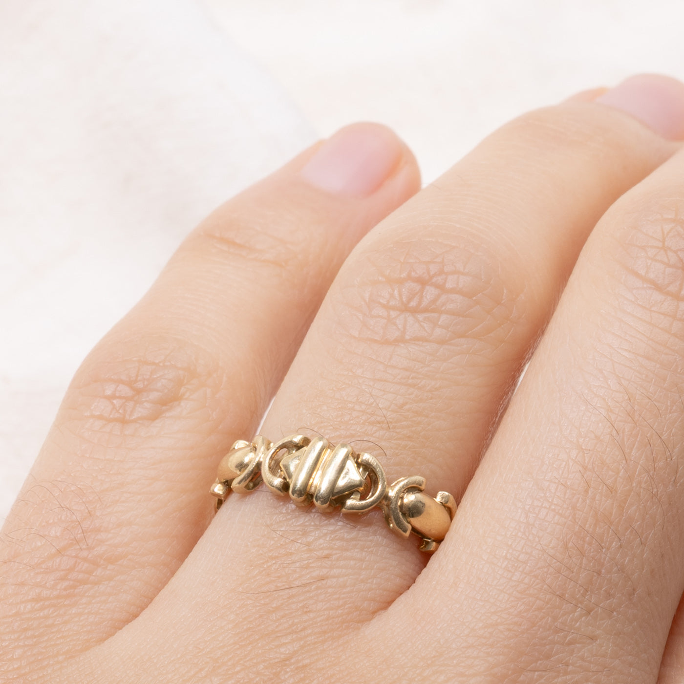 Italian 14k Geometric Chain Ring | 5.55mm | SZ 7.5