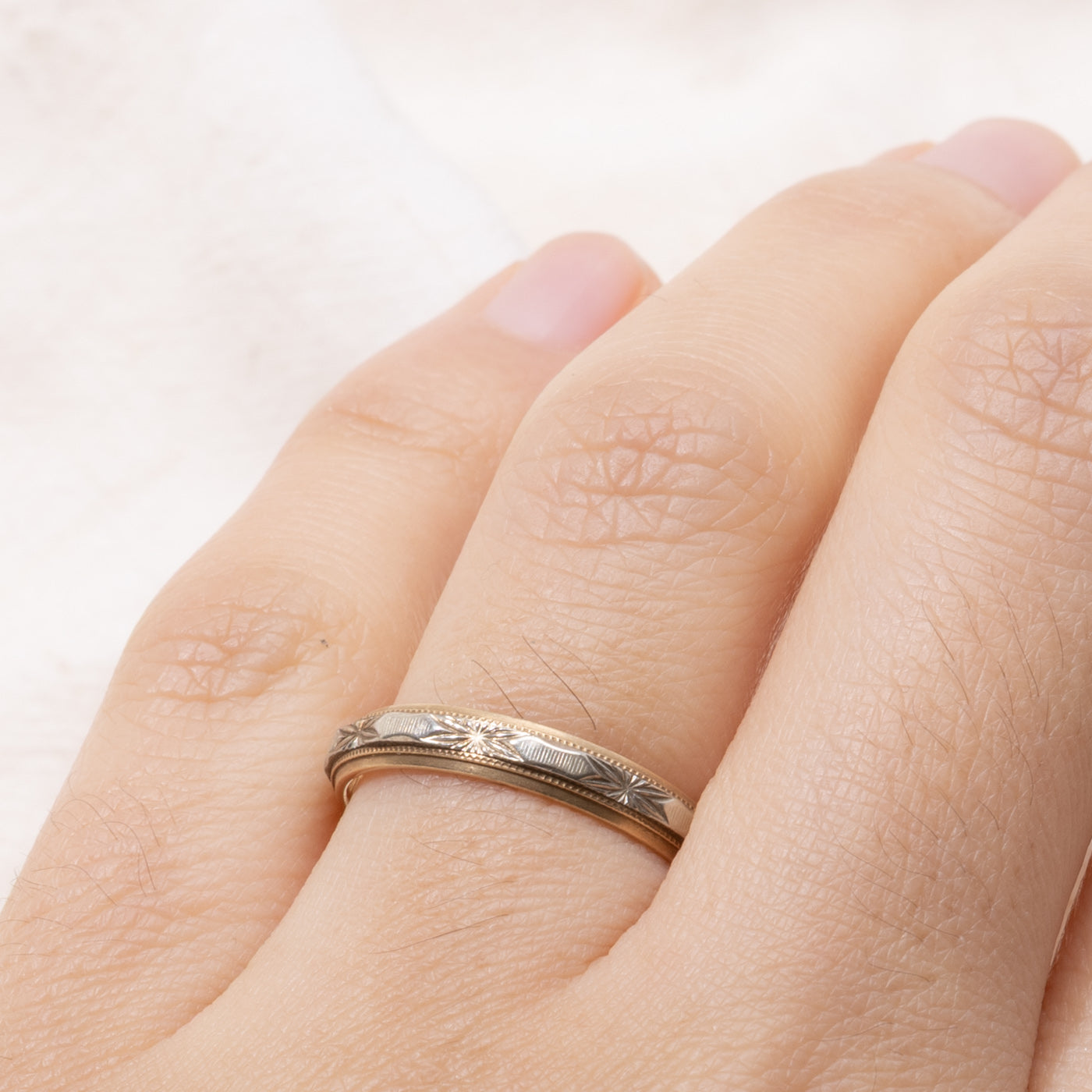 Vintage Canadian 14k Engraved Band | 3.40mm | SZ 7.25