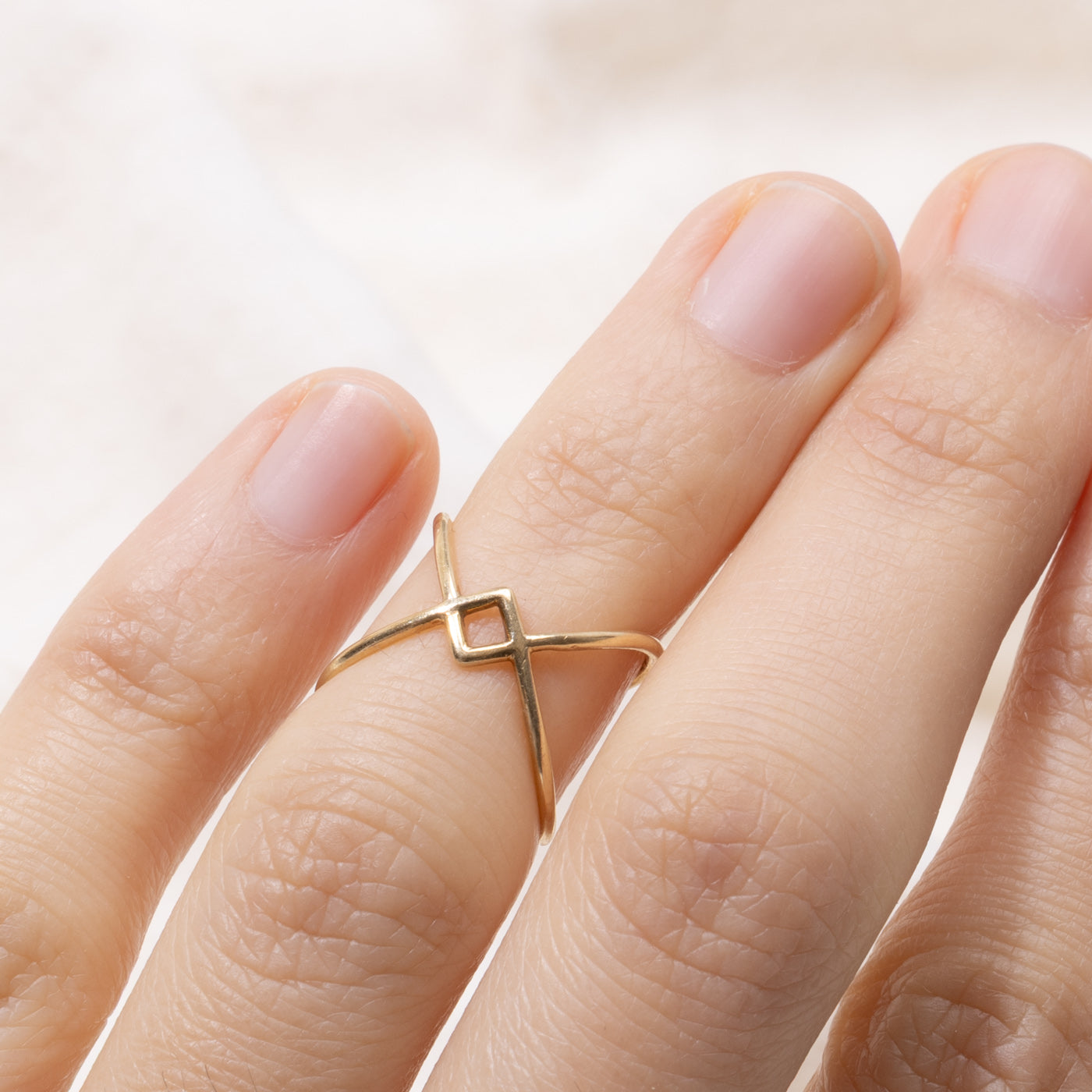 14k Openwork Geometric Crossover Ring | 15.45mm | SZ 2.5