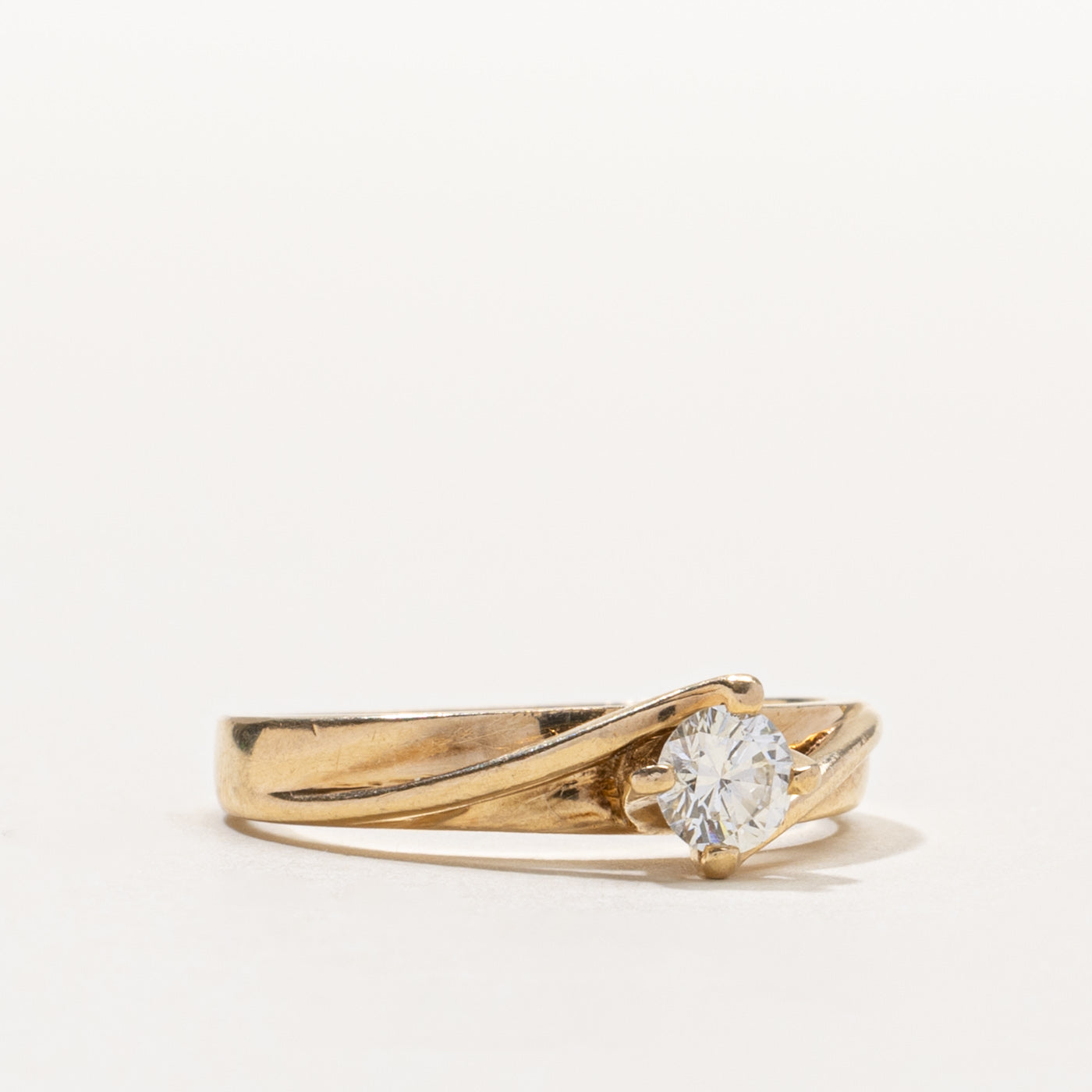 14k Solitaire Diamond Bypass Design Ring | 0.37ct SI2 G/H | SZ 7.75