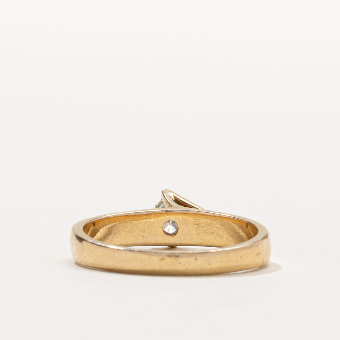 14k Solitaire Diamond Bypass Design Ring | 0.37ct SI2 G/H | SZ 7.75