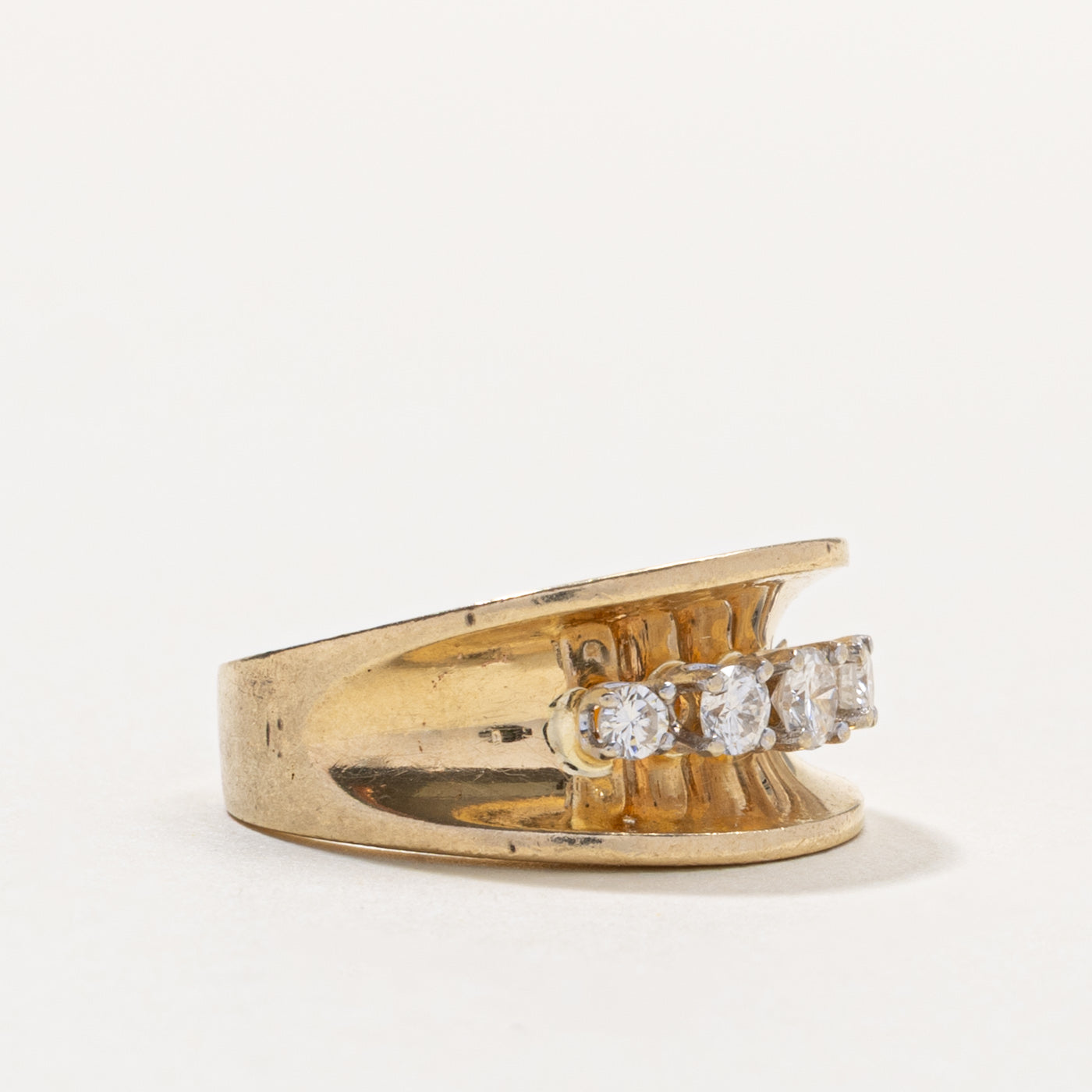 14k Five Stone Diamond Concave Band Ring | 0.36ctw | SZ 5.5