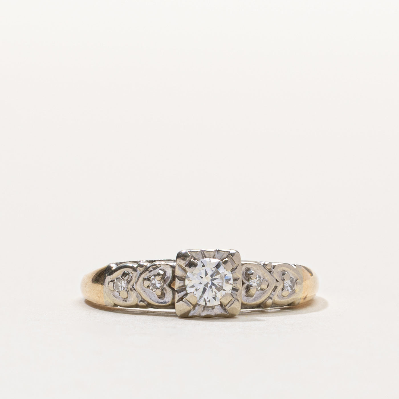 14k Illusion Set Diamond Textured Ring | 0.24ctw | SZ 5.75