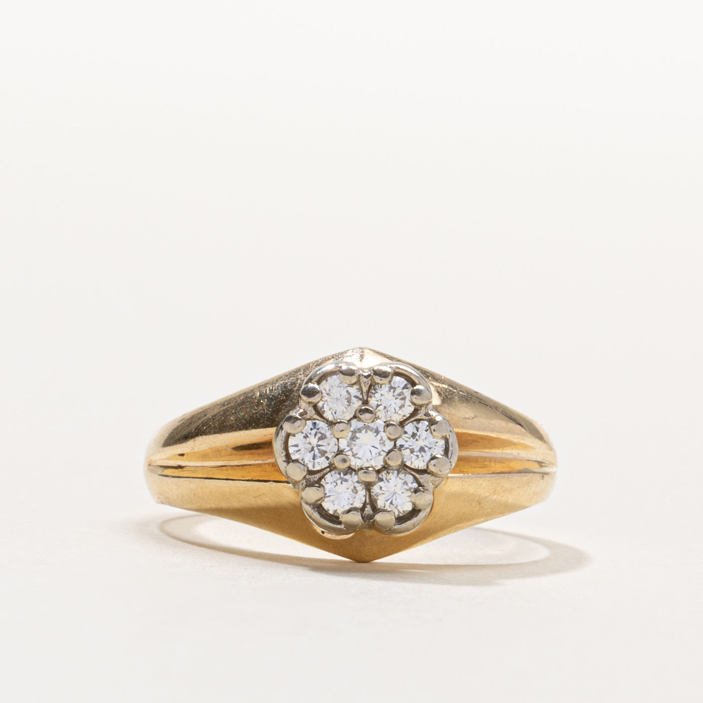 14k Diamond Floral Cluster Grooved Ring | 0.30ctw | SZ 8.5