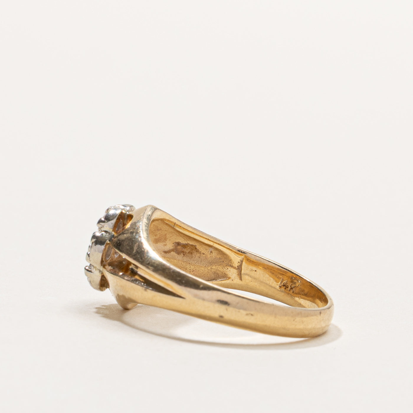 14k Diamond Floral Cluster Grooved Ring | 0.30ctw | SZ 8.5