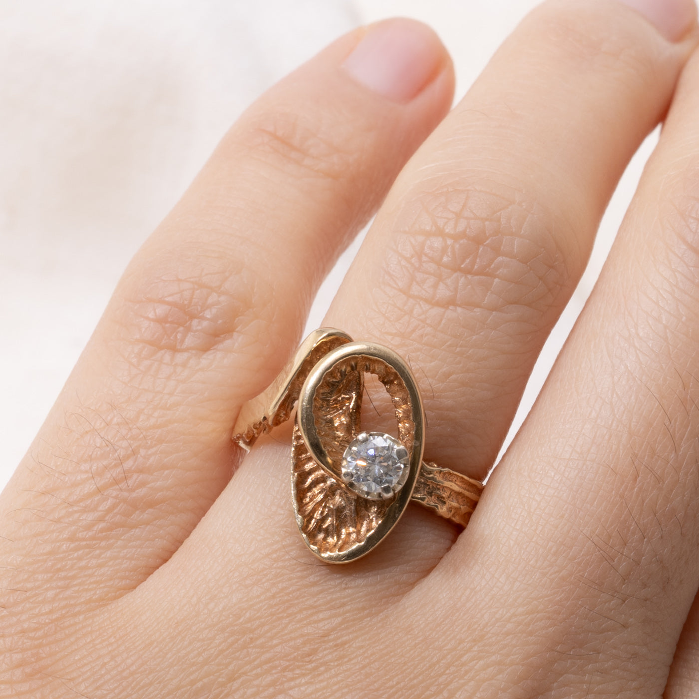 14k Diamond Textured Abstract Ring | 0.25ct | SZ 7.5