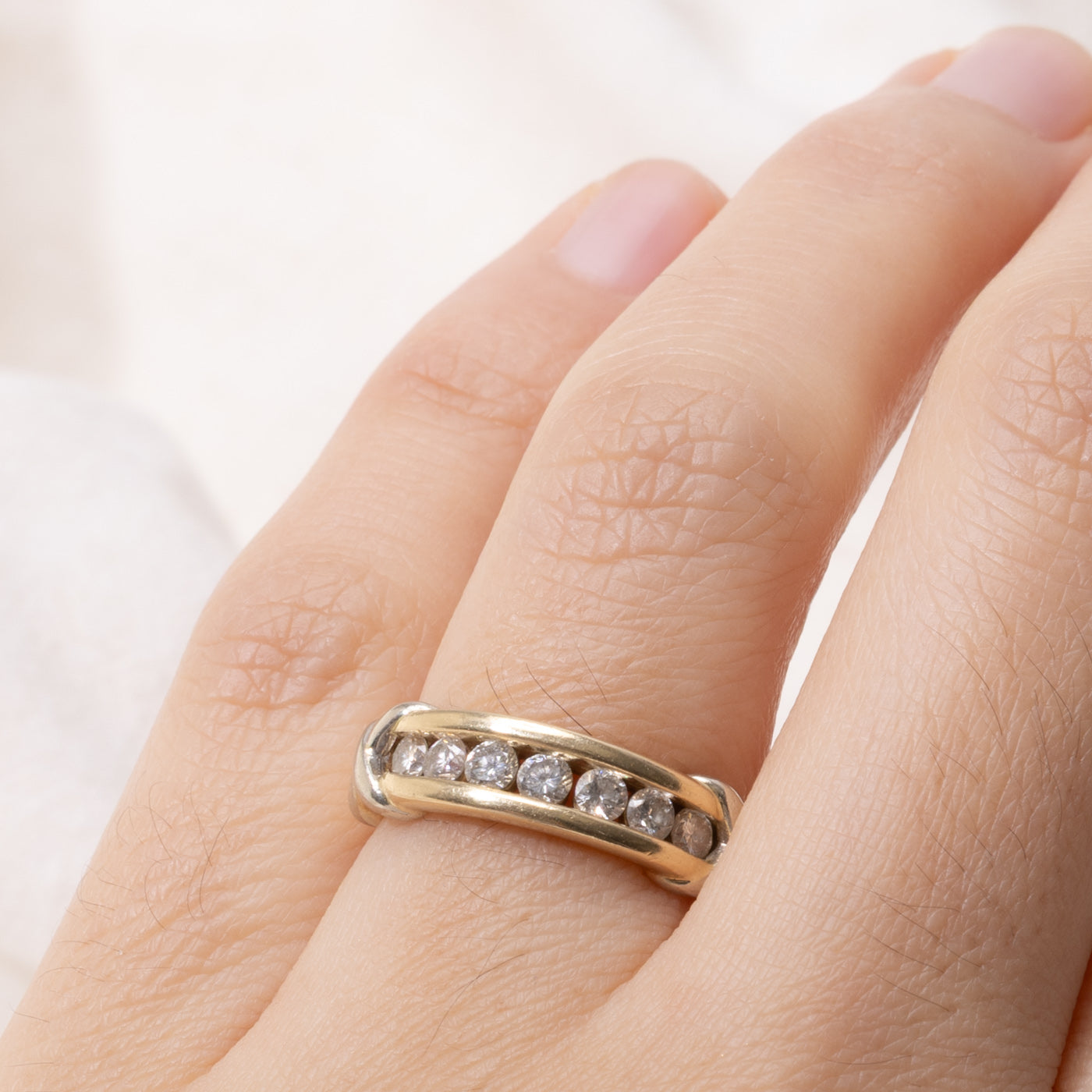 14k Channel Set Seven Stone Diamond Ring | 0.42ctw | SZ 4.75