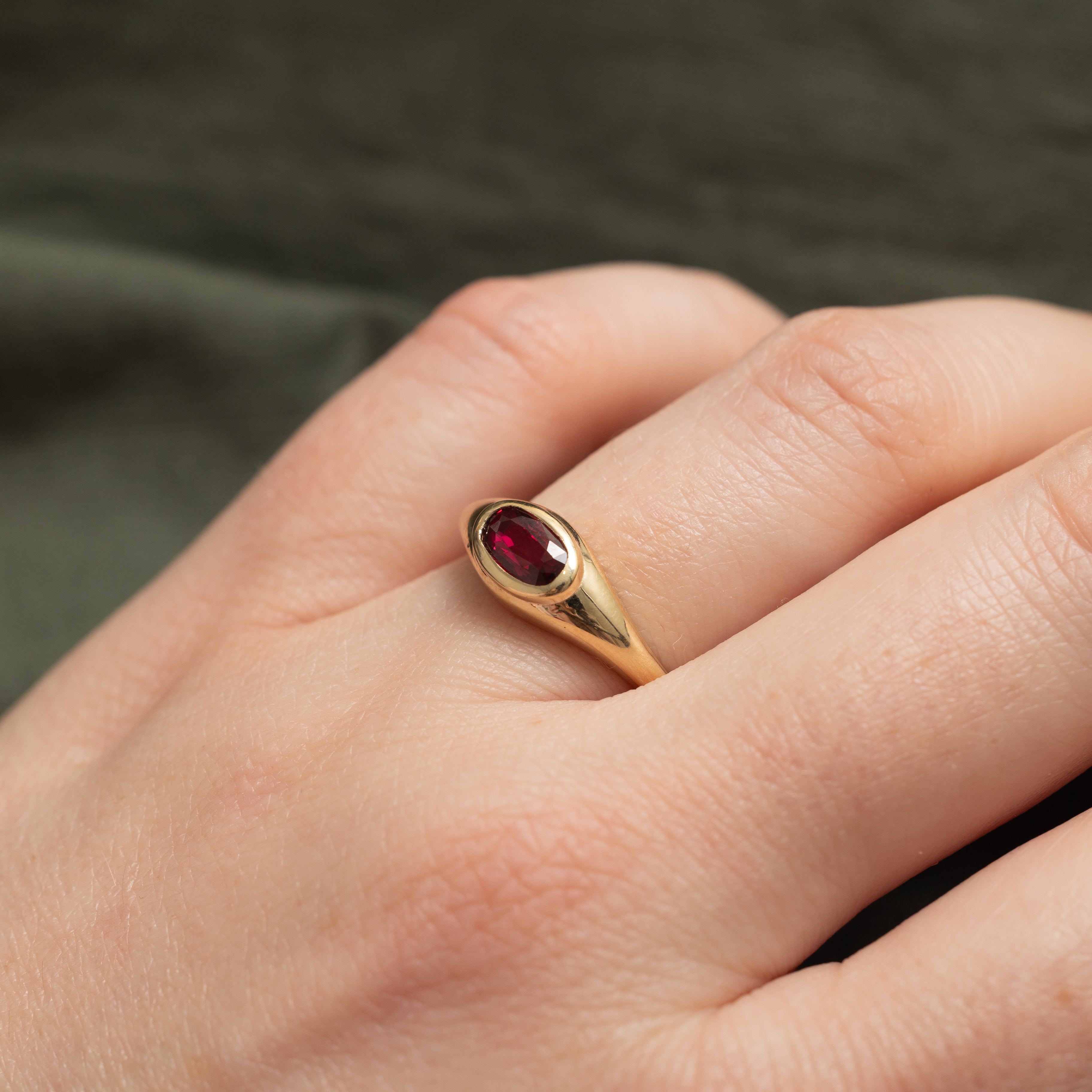 '100 Ways' 14k East West Ruby Signet Ring | SZ 6.5 | 0.56ct