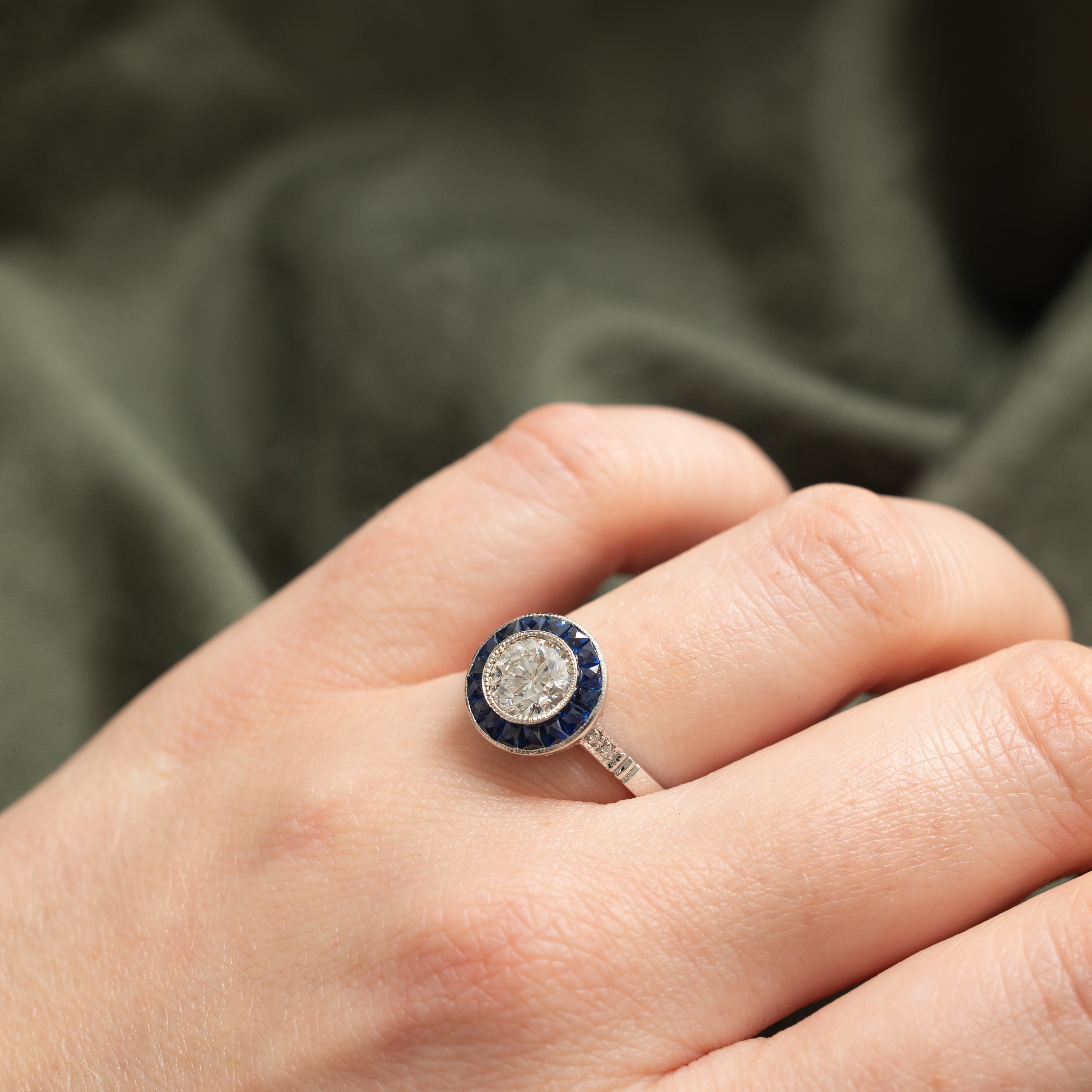 '100 Ways' Art Deco Inspired GIA Diamond and Sapphire Ring
