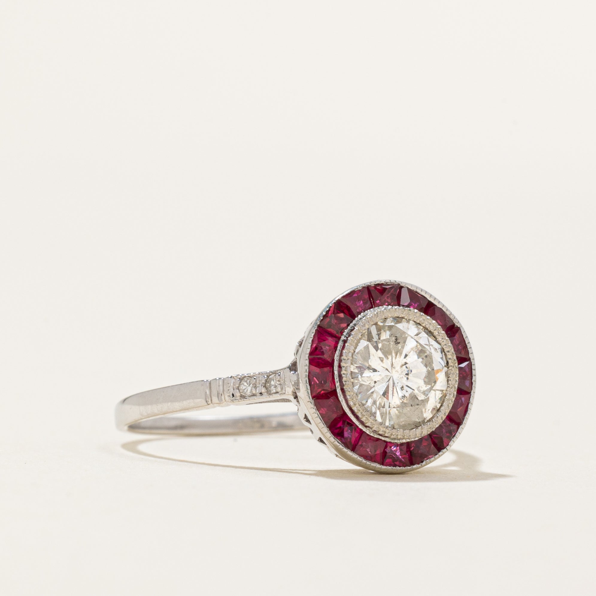 '100 Ways' Art Deco Inspired Diamond and Ruby ring | 0.78ct, 0.80ctw | SZ 6.75