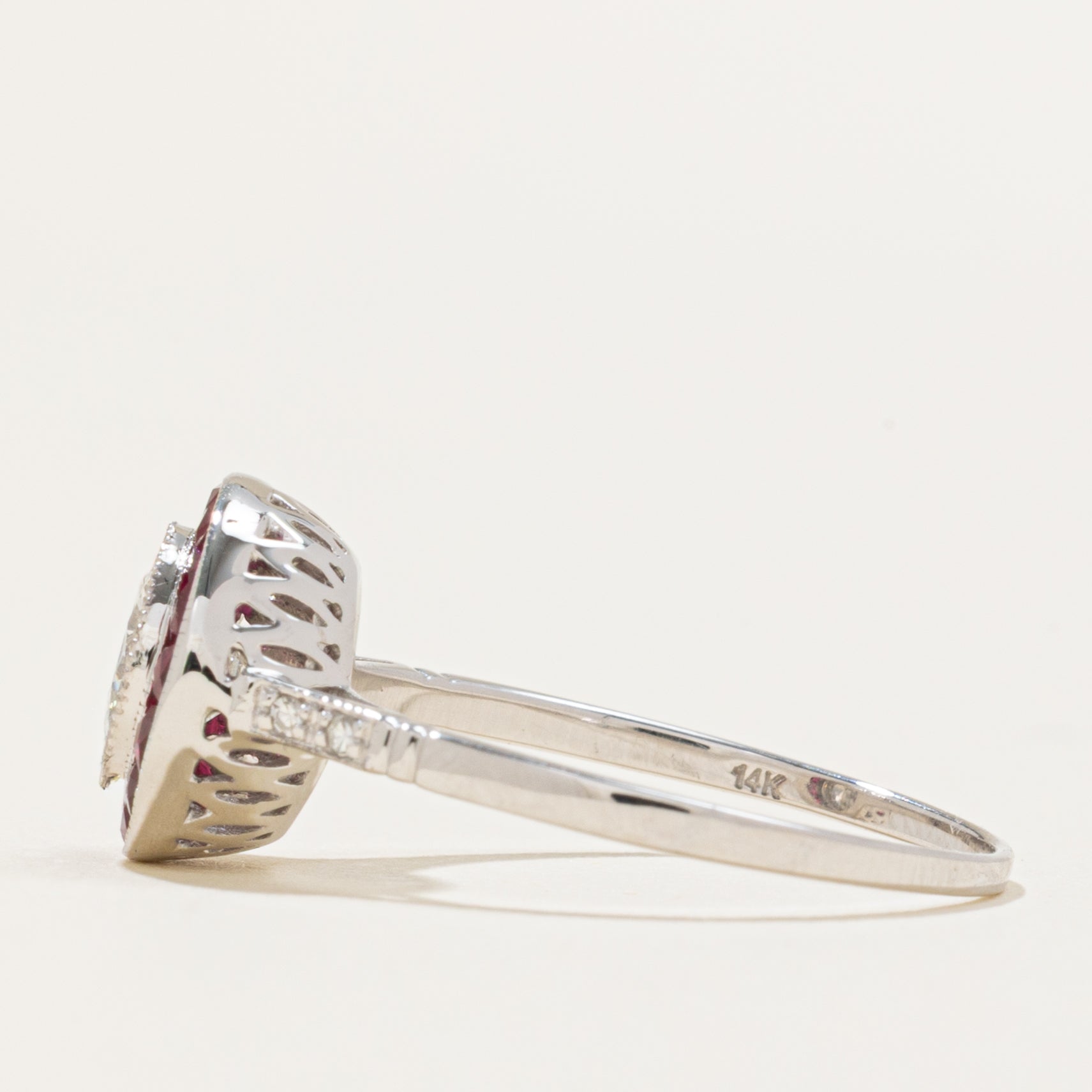 '100 Ways' Art Deco Inspired Diamond and Ruby ring | 0.78ct, 0.80ctw | SZ 6.75