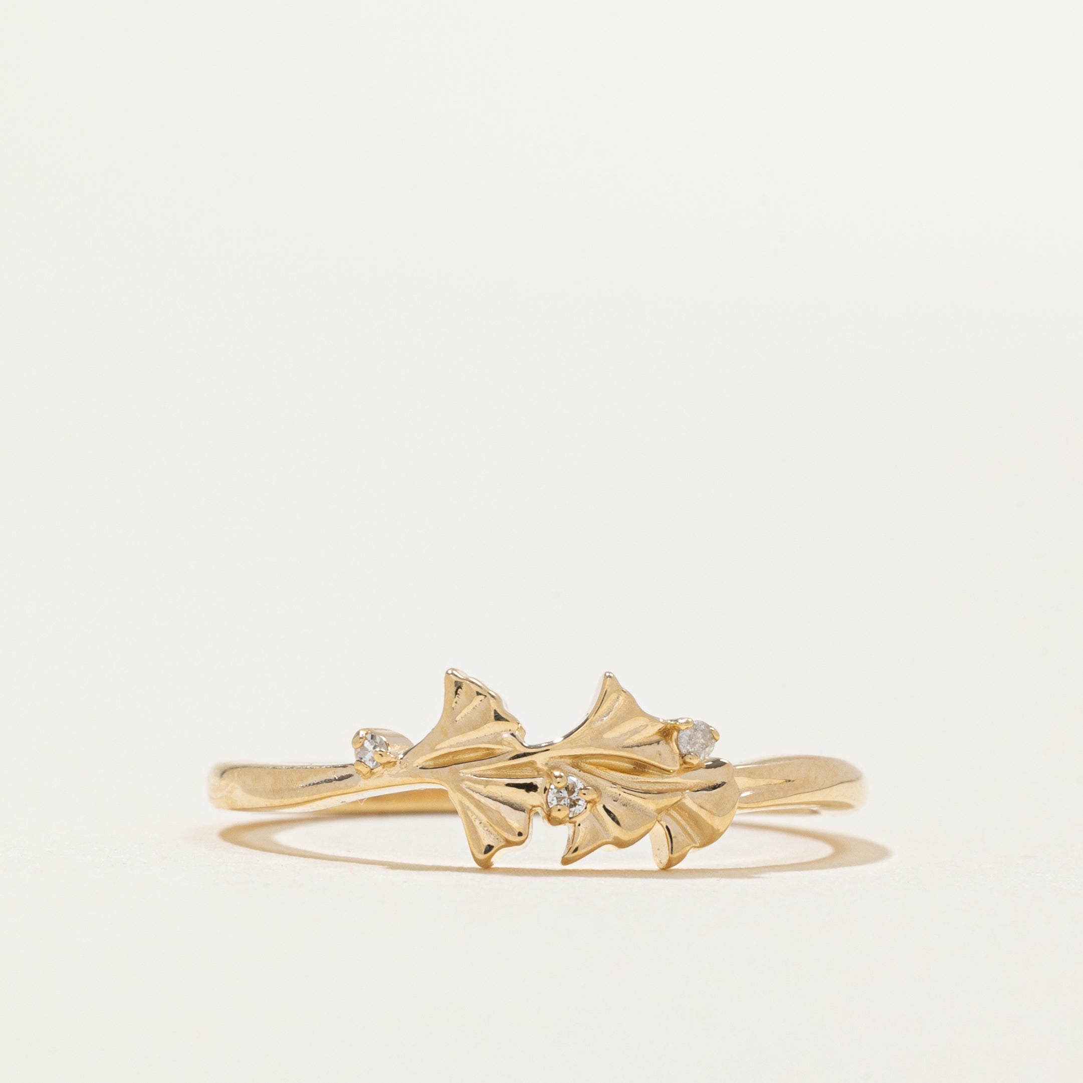 '100 Ways' 10k Leafy Band With Diamonds | 0.02ctw | SZ 7