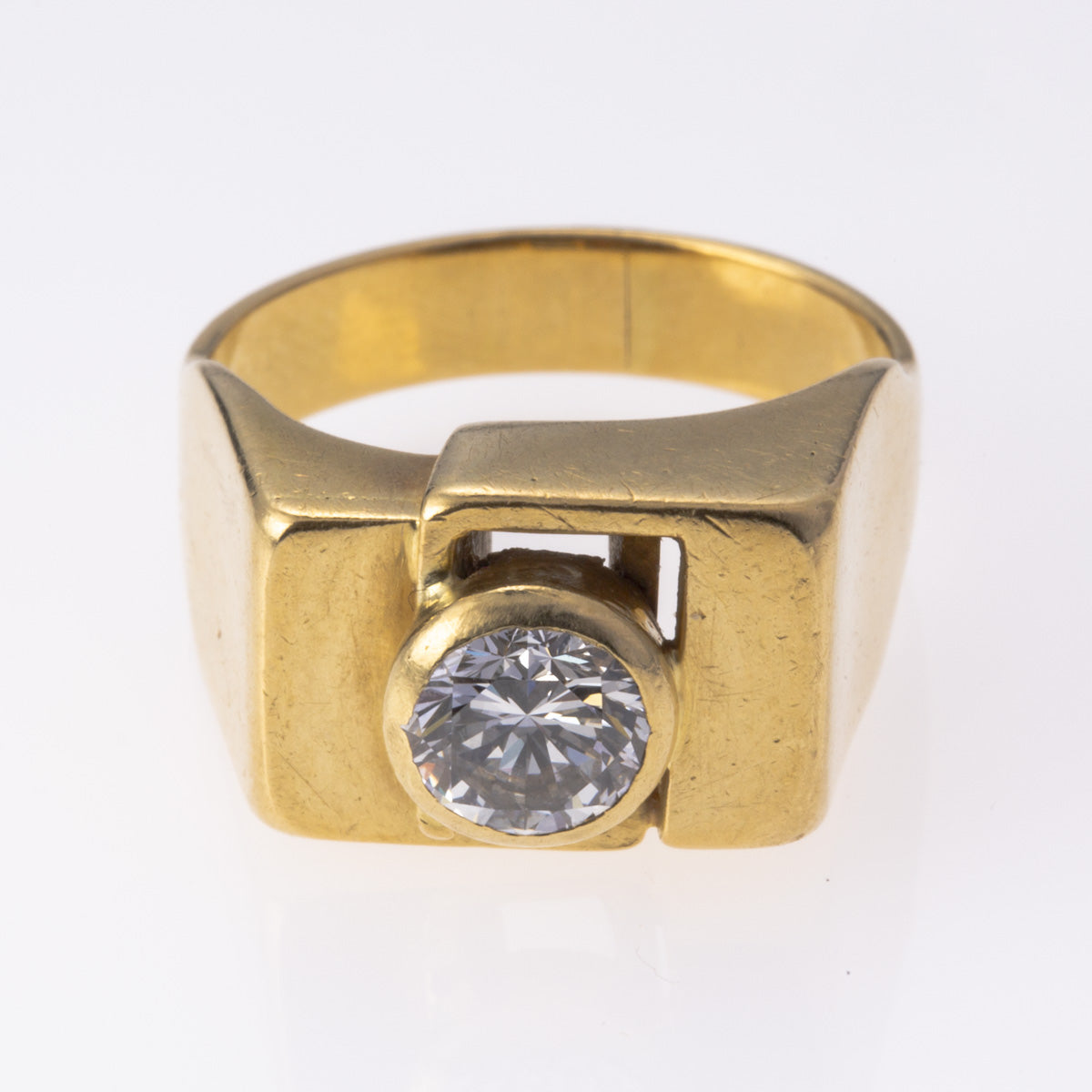 Abstract 18K Yellow Gold Diamond Ring | 0.85 ct | SZ 6 |