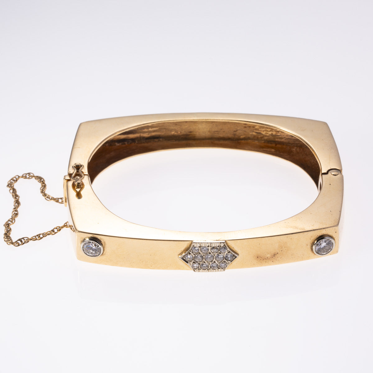 14K Yellow and White Gold Diamond Hinged Bracelet | 1.43 ctw | SZ 6.75" |