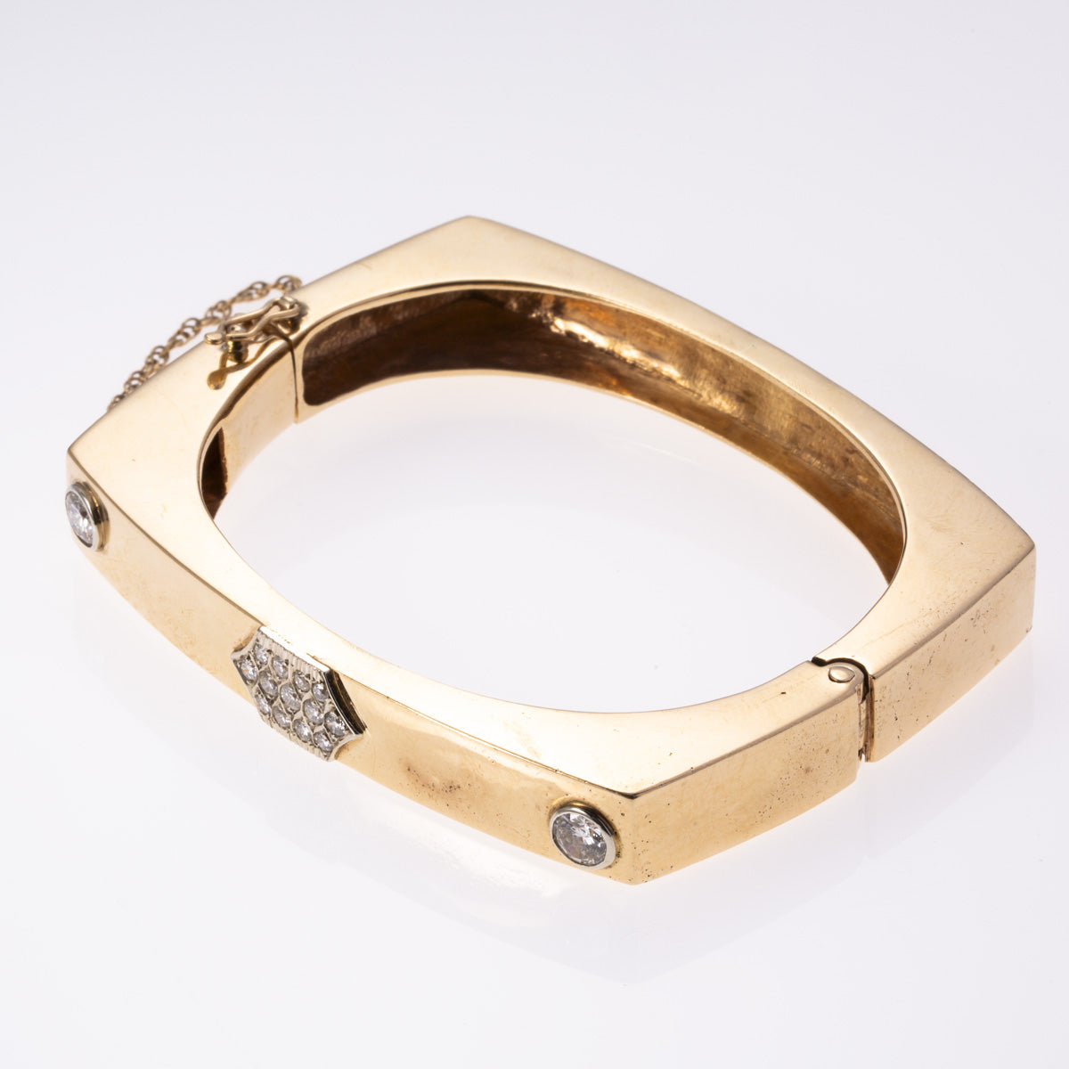 14K Yellow and White Gold Diamond Hinged Bracelet | 1.43 ctw | SZ 6.75" |