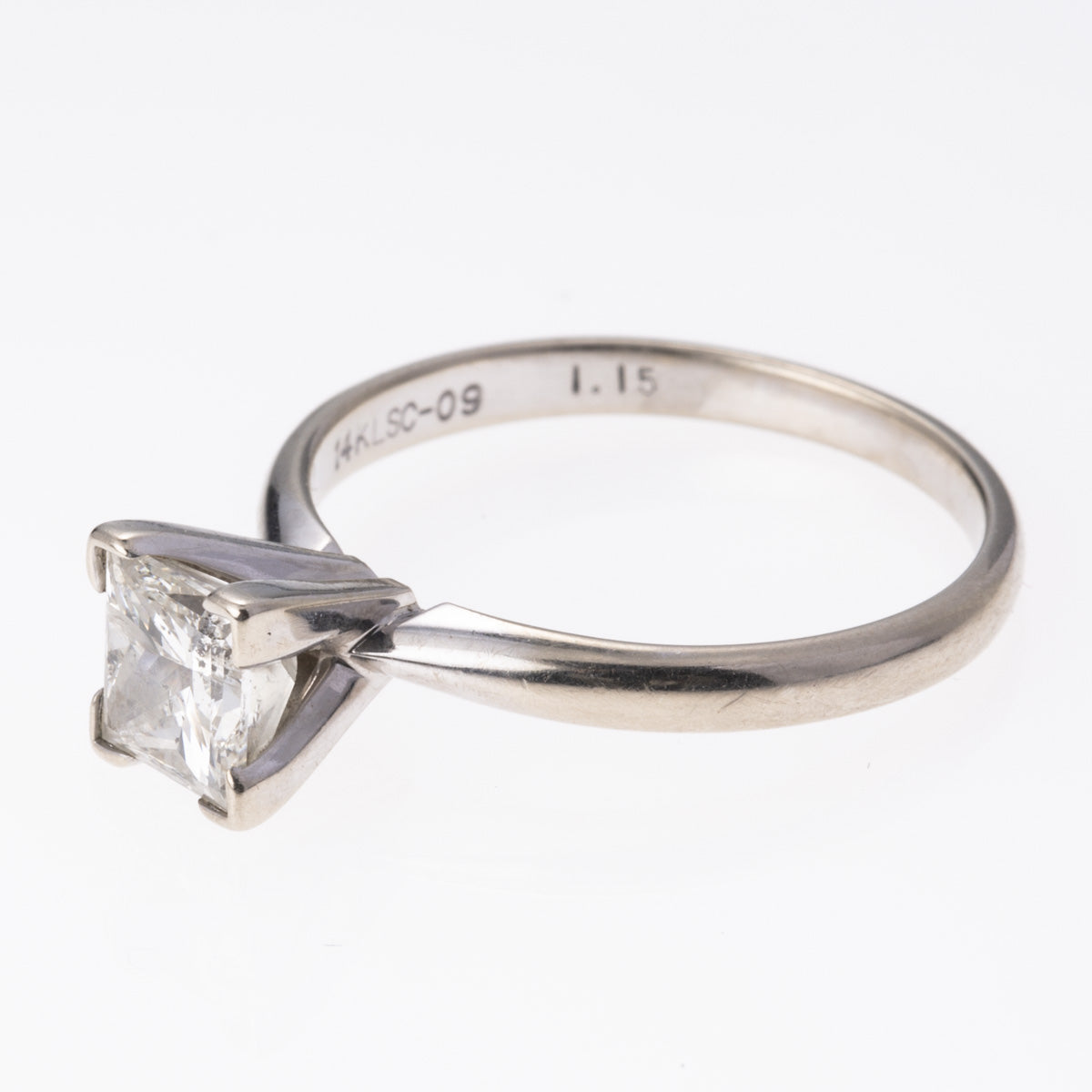 14K White Gold Princess Cut Solitaire Diamond Ring | 1.15 ct | SZ 7 |