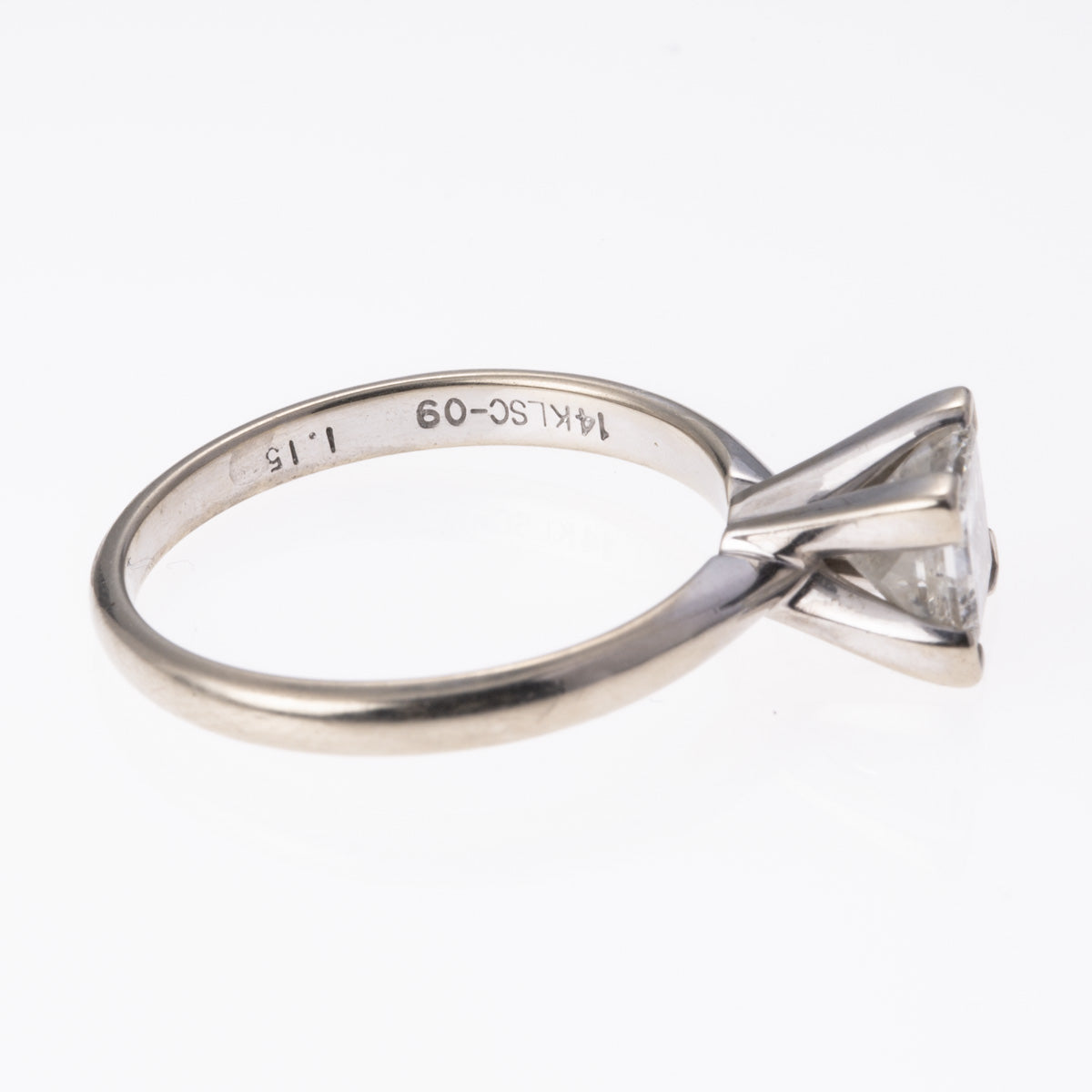 14K White Gold Princess Cut Solitaire Diamond Ring | 1.15 ct | SZ 7 |