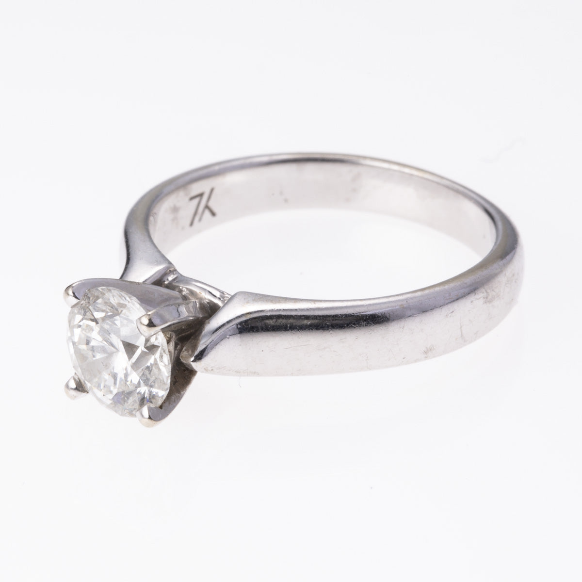 14K White Gold Hand Assembled 4-Prong Diamond Ring | 0.98 ct | SZ 5.75 |