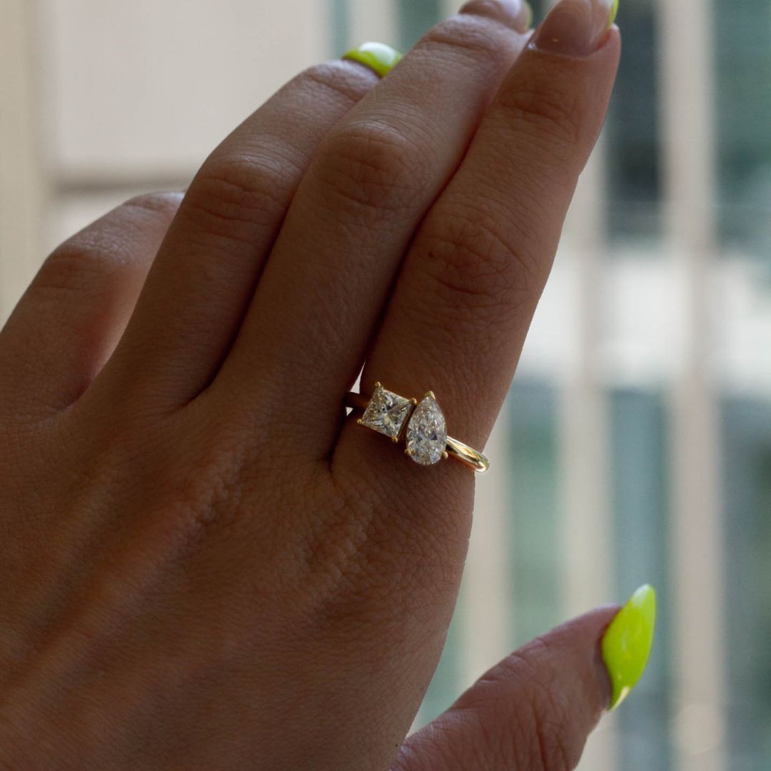 Toi et Moi Princess & Pear Diamond Ring | 1.50ctw | SZ 5.75 VS1/VS2 H/I |