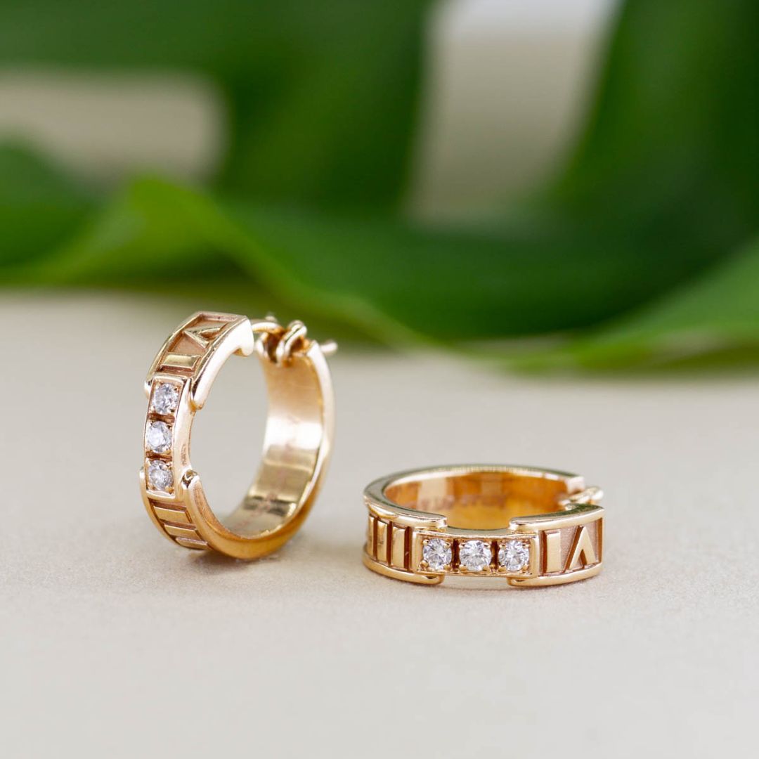 Tiffany & Co' Atlas Collection Diamond Earrings | 0.18ctw |