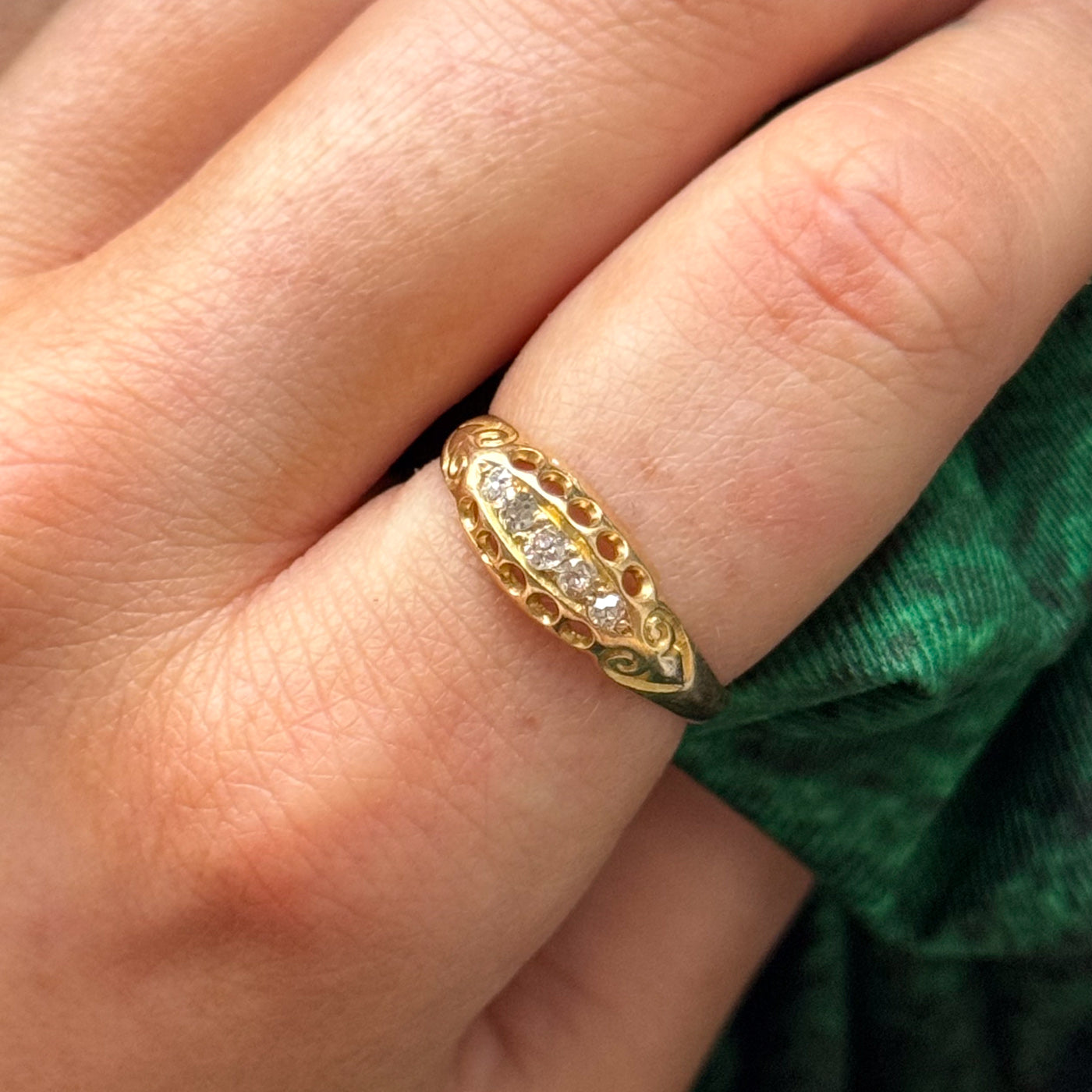Bague victorienne en diamant taille ancienne européenne | 0,20 ct | Taille 8,25 |