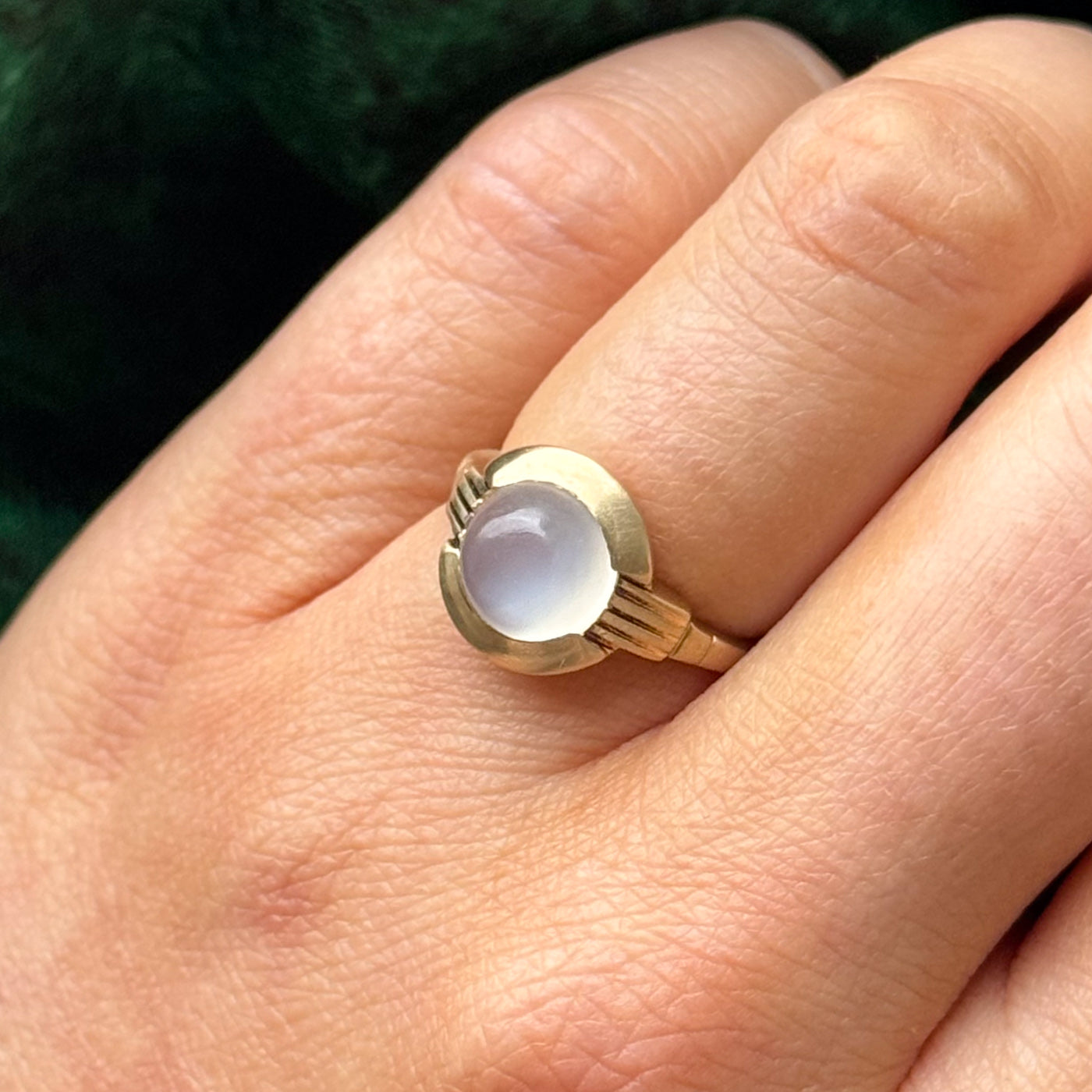 Bague ancienne Art Déco en pierre de lune | 2,20 ct | Taille 4,25 |