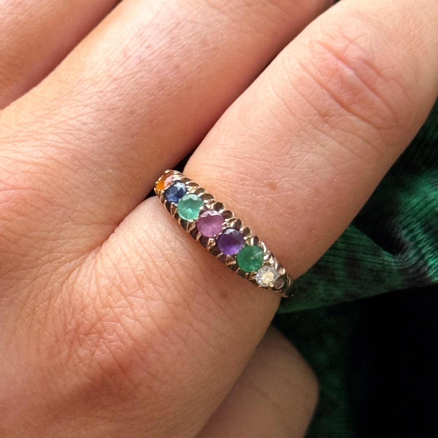 Antique Acrostic "DEAREST" Multi-Gemstone Ring | 0.63ctw | SZ 7 |