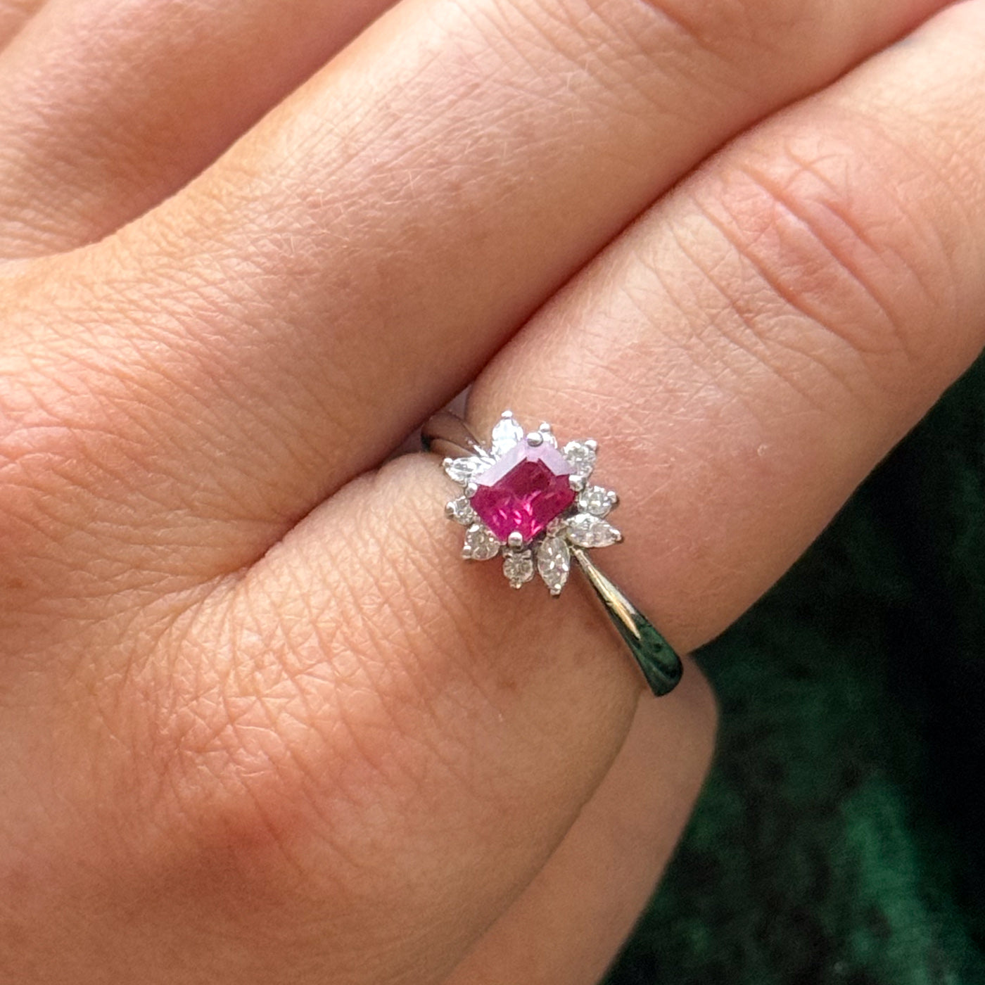 Natural Ruby & Diamond Cluster Ring | 0.61ct, 0.24ctw | SZ 5.75 |