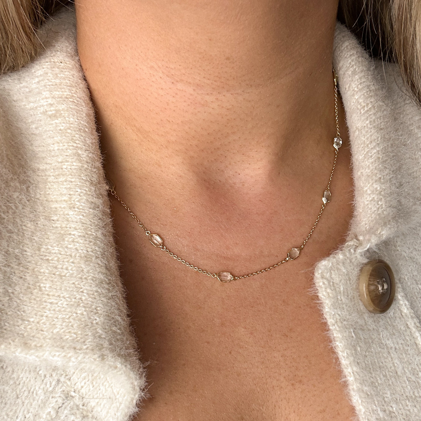 Vintage Lozenge Cut Aquamarine Necklace | 4.63ctw | 18" |