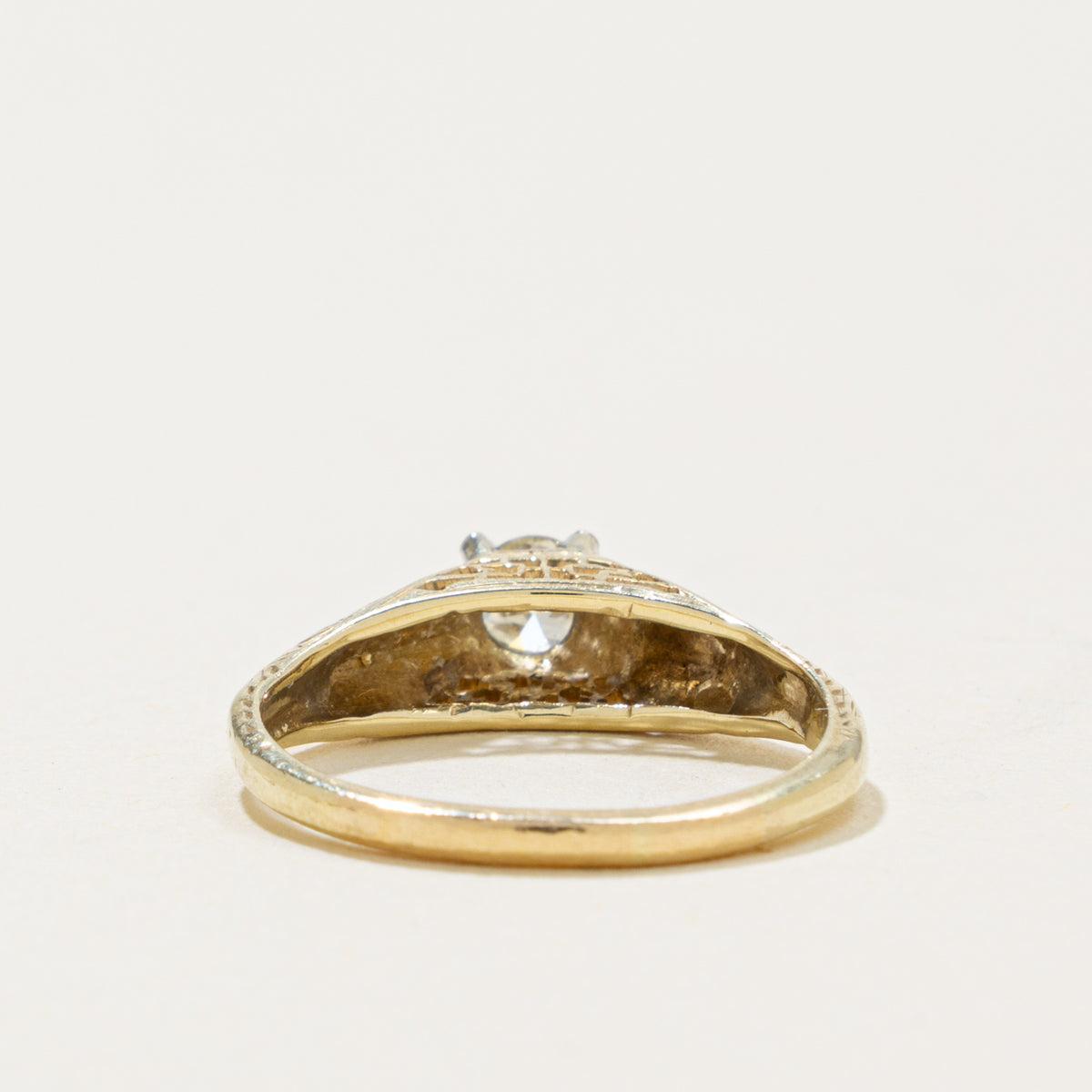 Early Art Deco 14k Transitional Cut Diamond Ring | 0.19ct | SZ 4